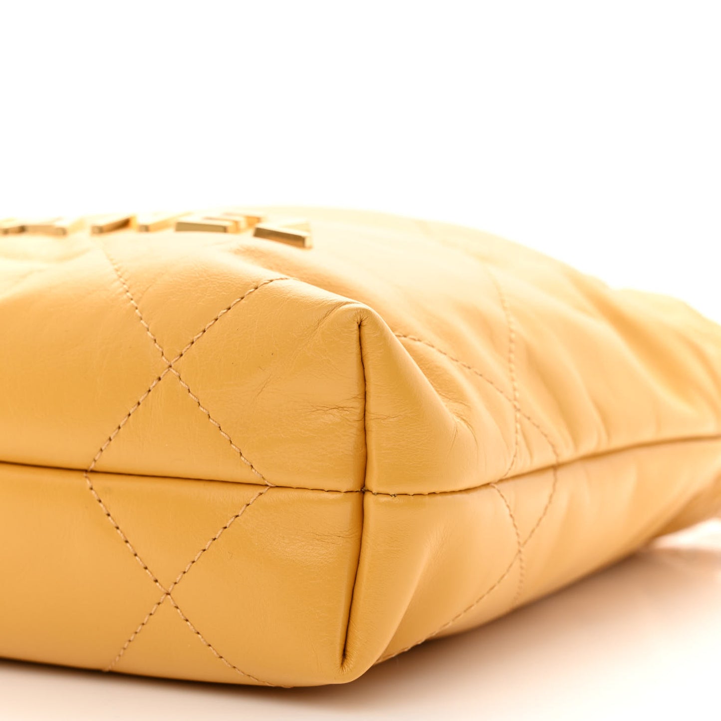 Shiny Calfskin Quilted Mini Chanel 22 Yellow