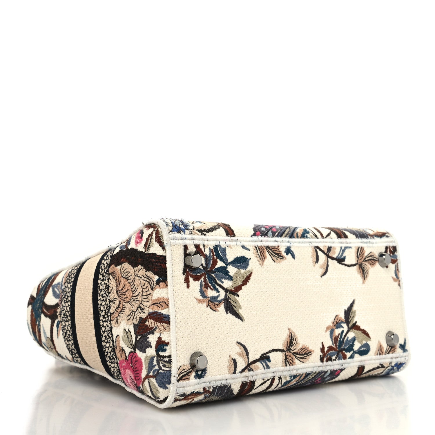 Christian Dior Canvas Embroidered Jardin D'Hive Medium Lady D-Lite Ecru Multicolor 4 of 9