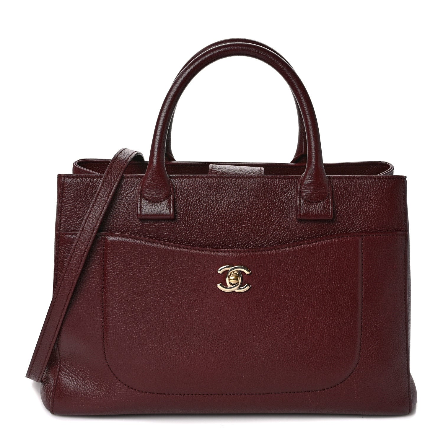 Chanel Grained Calfskin Small Neo Executive Shopper Tote Burgundy 1 of 11