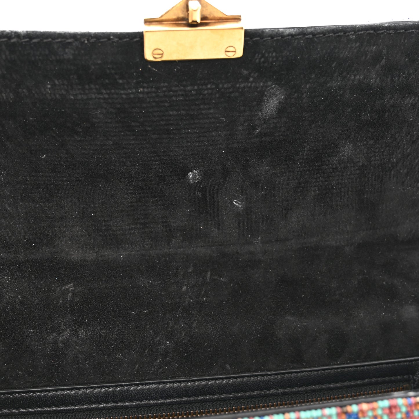 Vitello Beaded Medium Glam Lock Rockstud Flap Black
