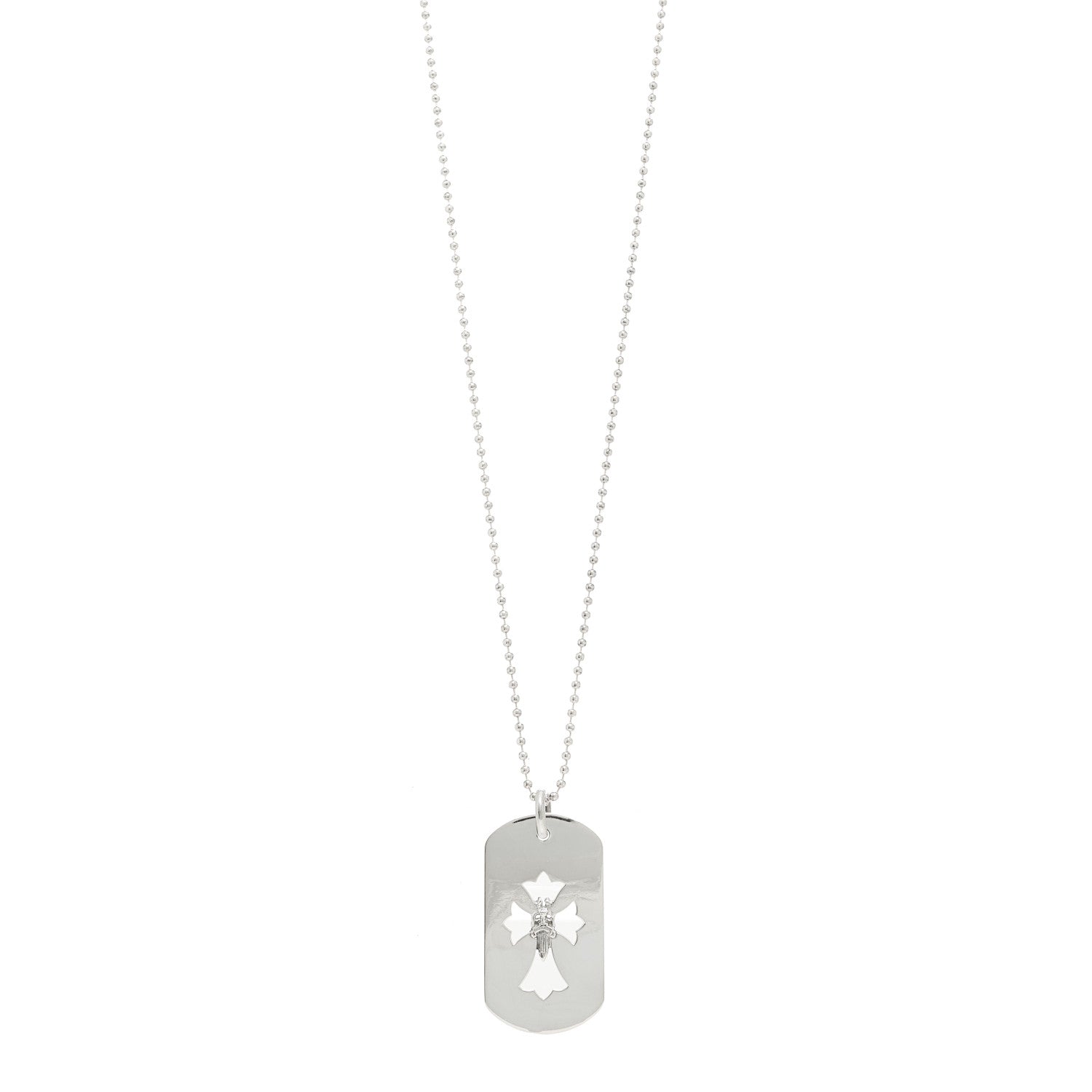 Chrome Hearts Sterling Silver Dagger Dog Tag Pendant Necklace