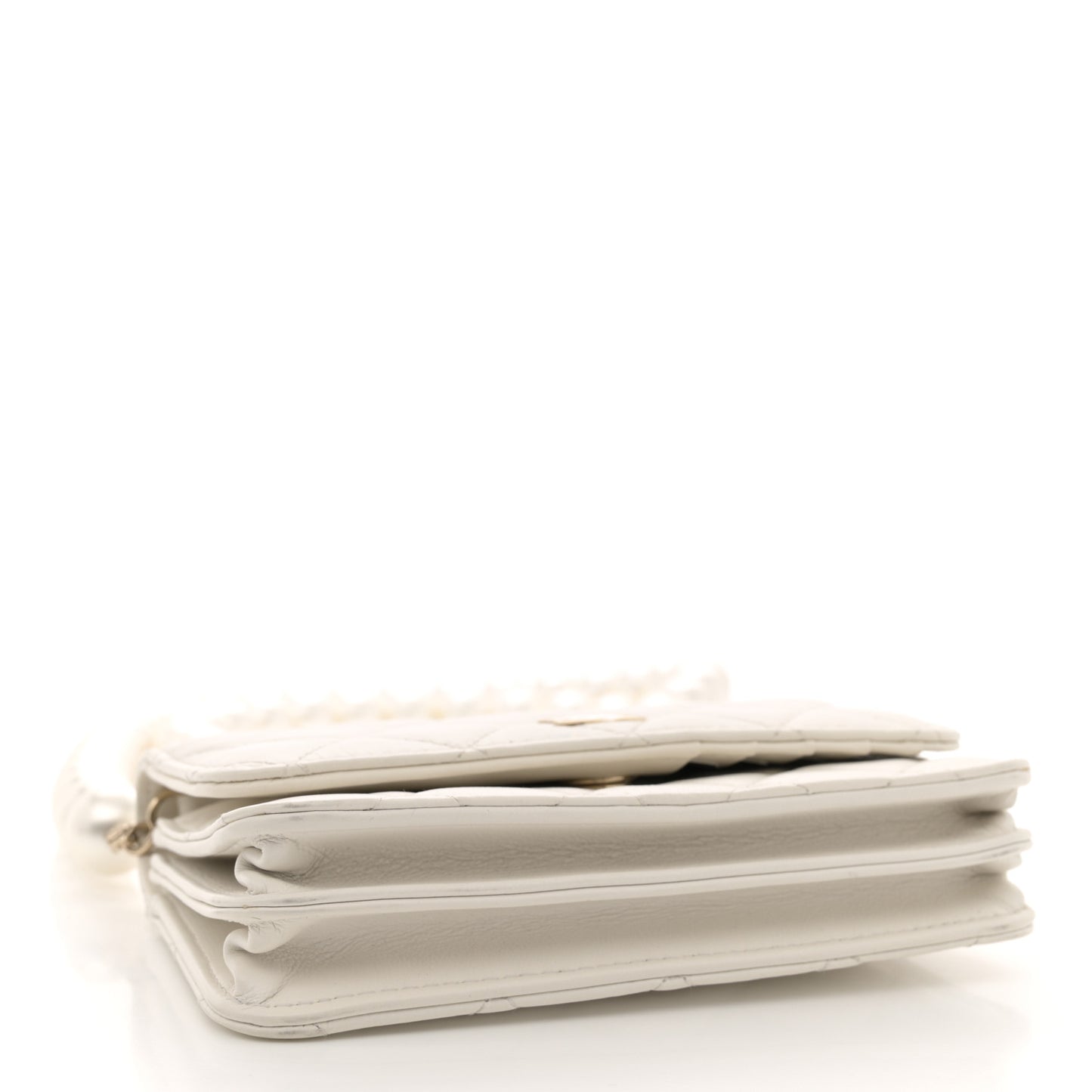 Calfskin Quilted Mini Maxi Pearls Wallet On Chain WOC White
