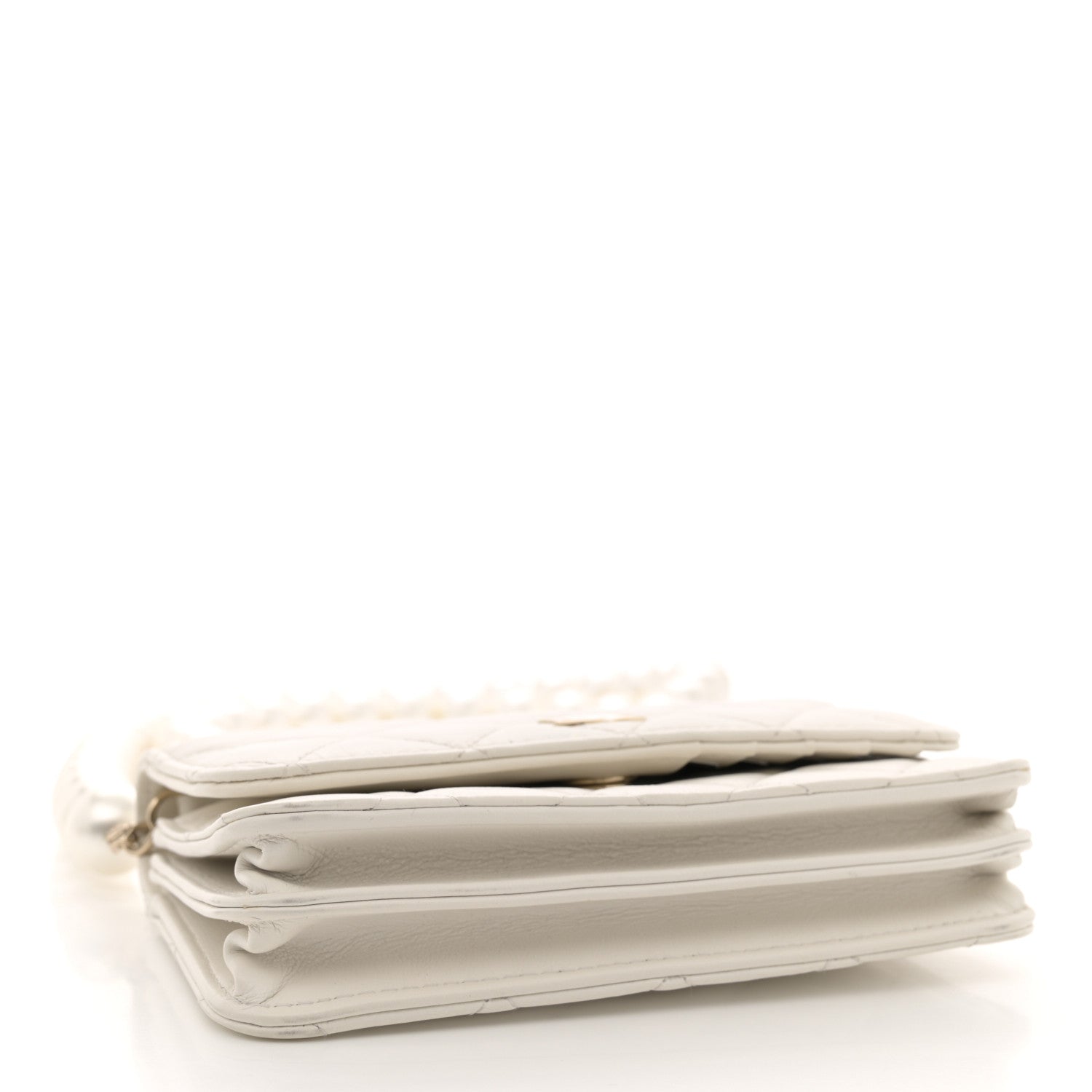 Chanel Calfskin Quilted Mini Maxi Pearls Wallet On Chain WOC White 4 of 13