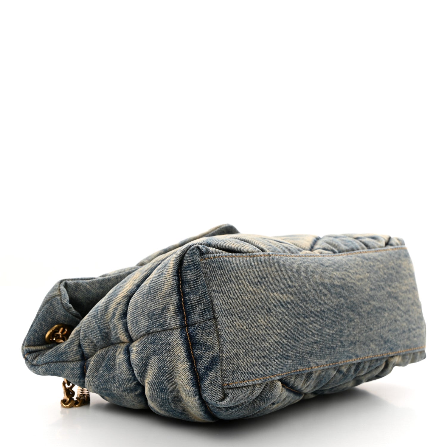 Saint Laurent Denim Quilted Small Loulou Puffer Monogram Chain Satchel Blue Cinnamon 4 of 10