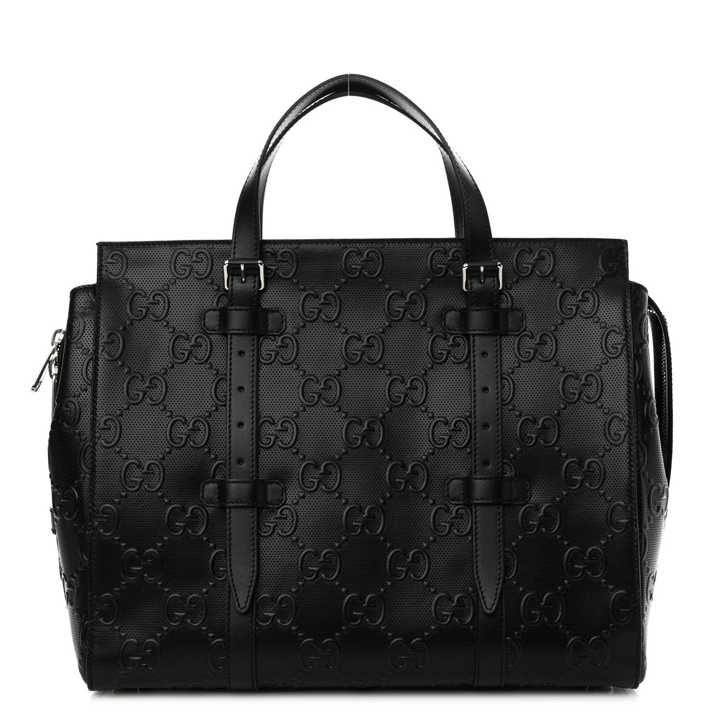 Calfskin GG Tennis Embossed Tote Bag Black