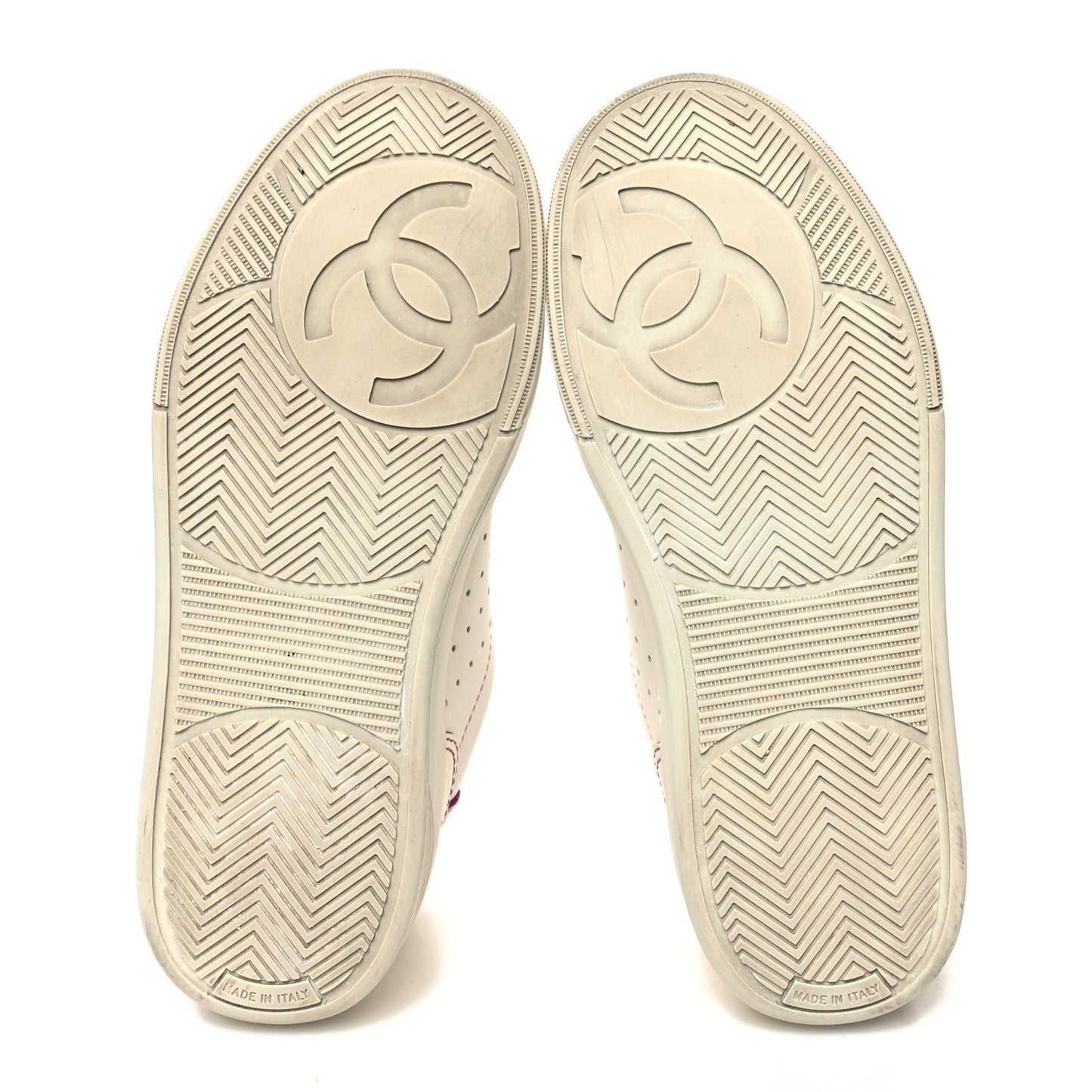 Calfskin Womens Logo Sneakers 35.5 White Pink