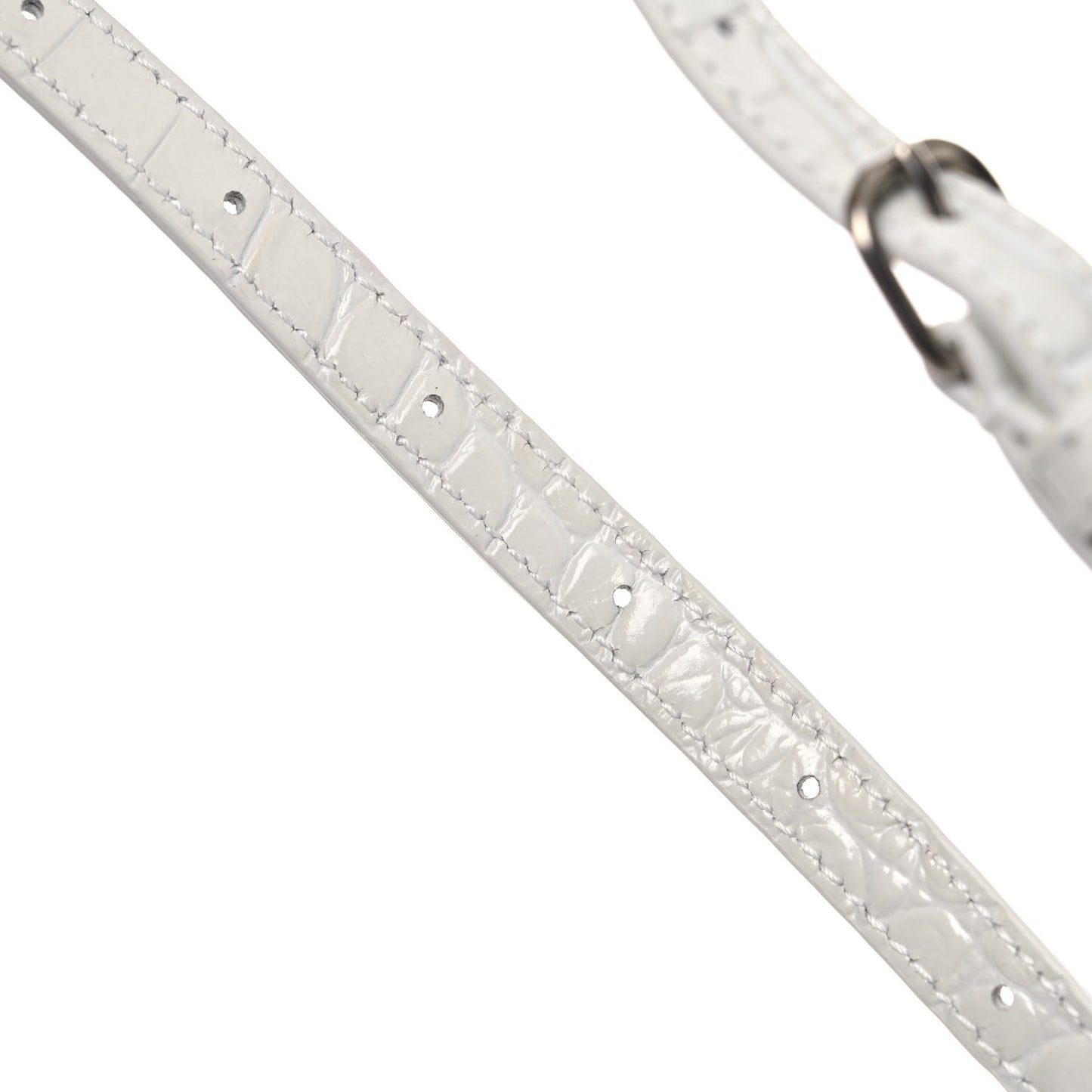 Calfskin Crocodile Embossed Small Hourglass Top Handle Bag White