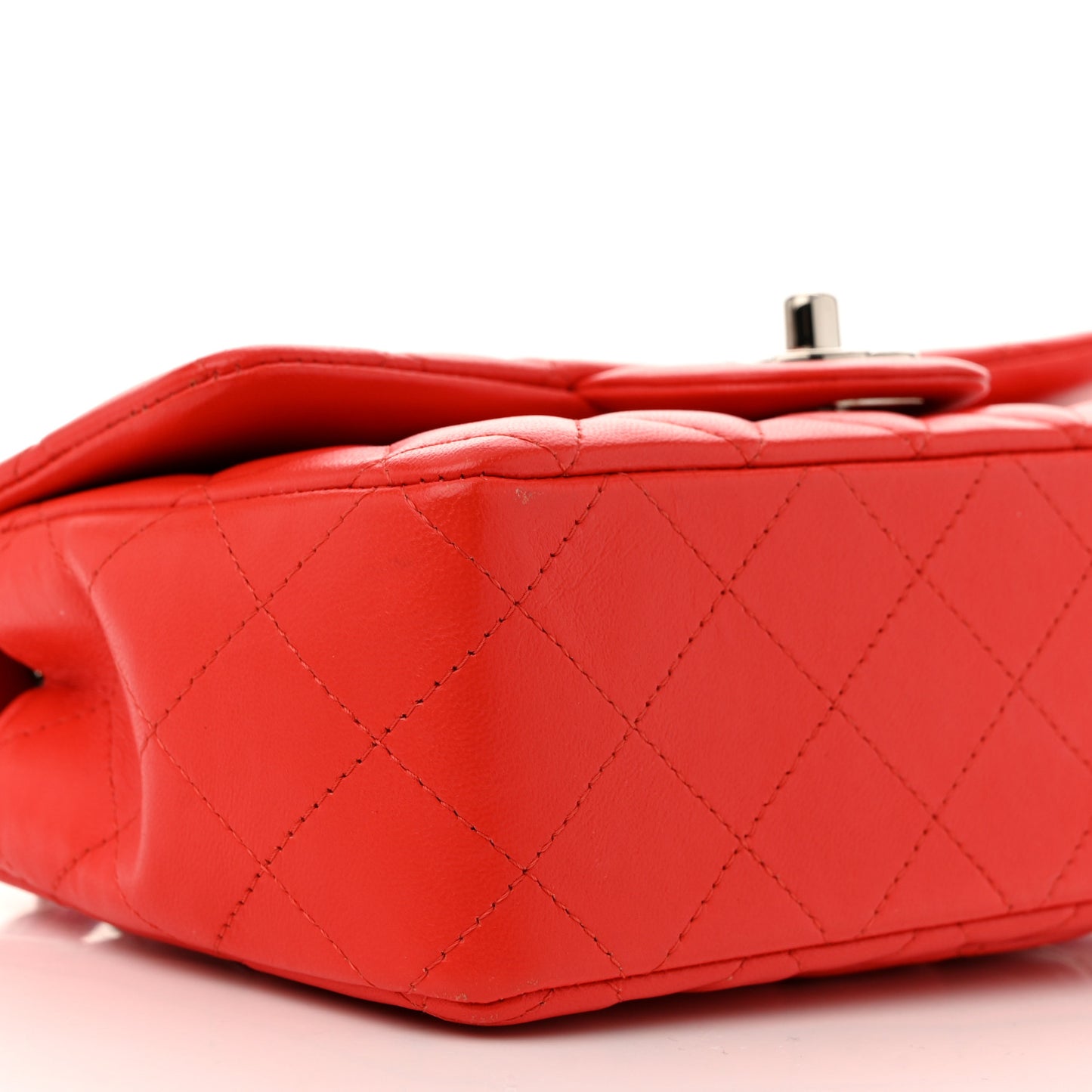 Lambskin Quilted Mini Rectangular Flap Red