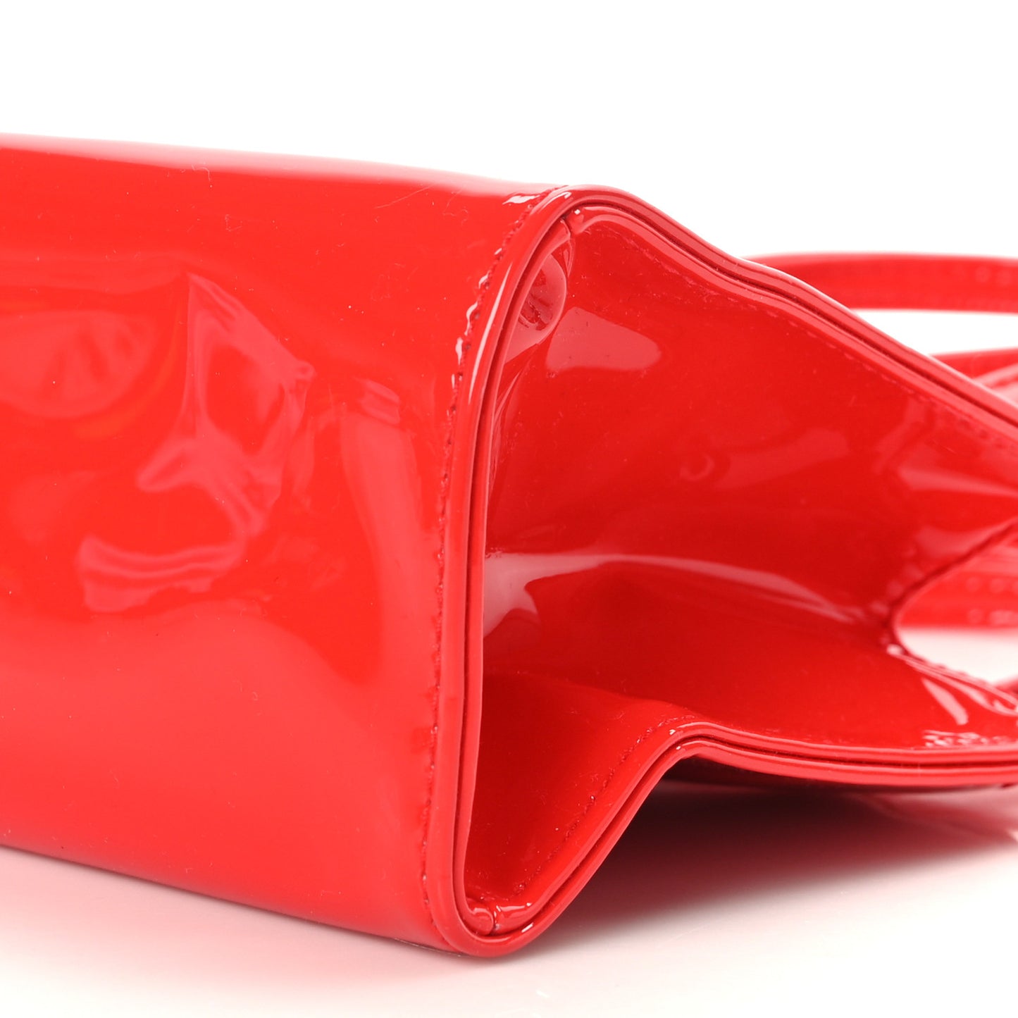 Patent Vegan Leather Small Shopping Bag Red