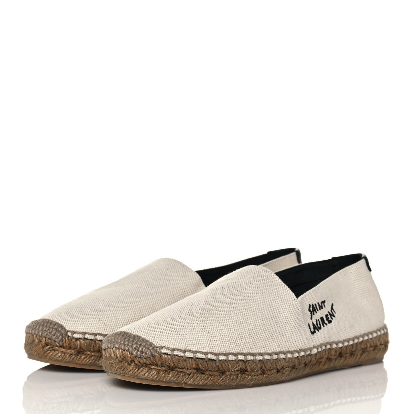 Canvas Nappa Elba Light Logo Embroidered Espadrilles 40 Ecru