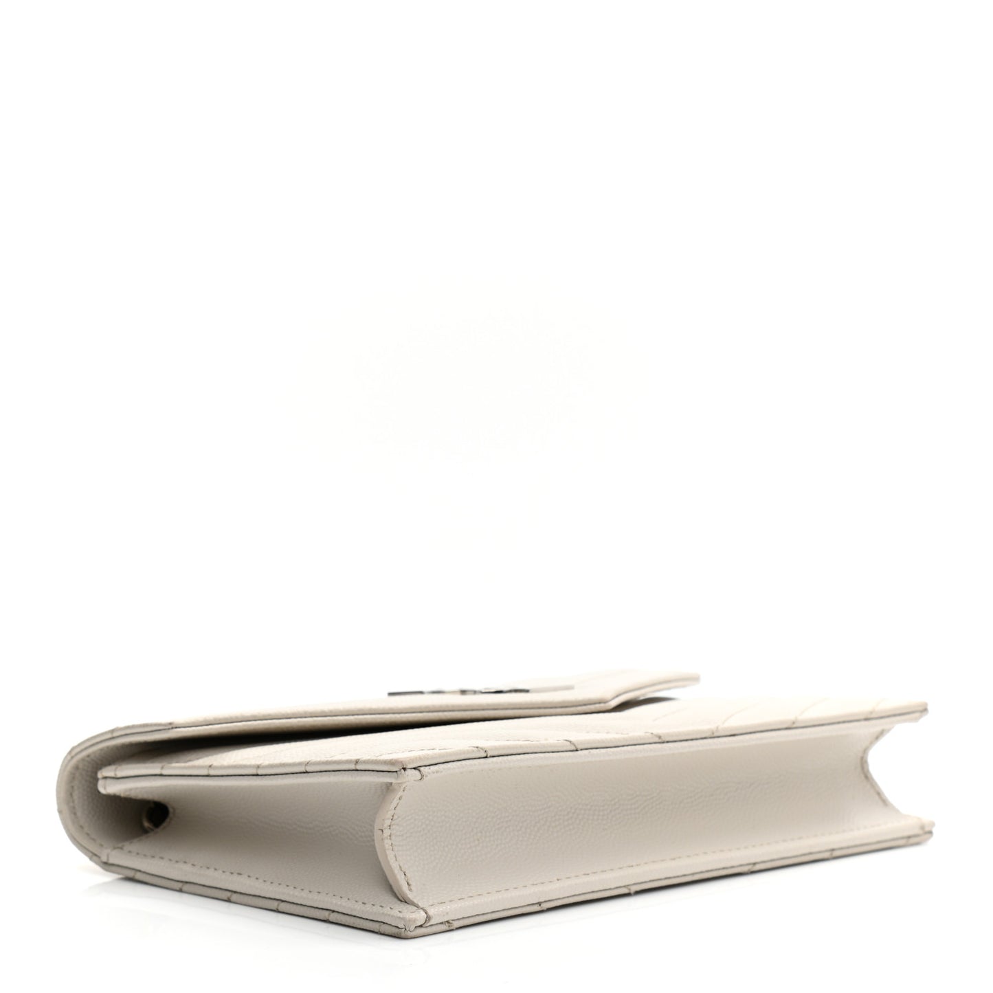 Grain De Poudre Matelasse Chevron Monogram Envelope Chain Wallet Optical White
