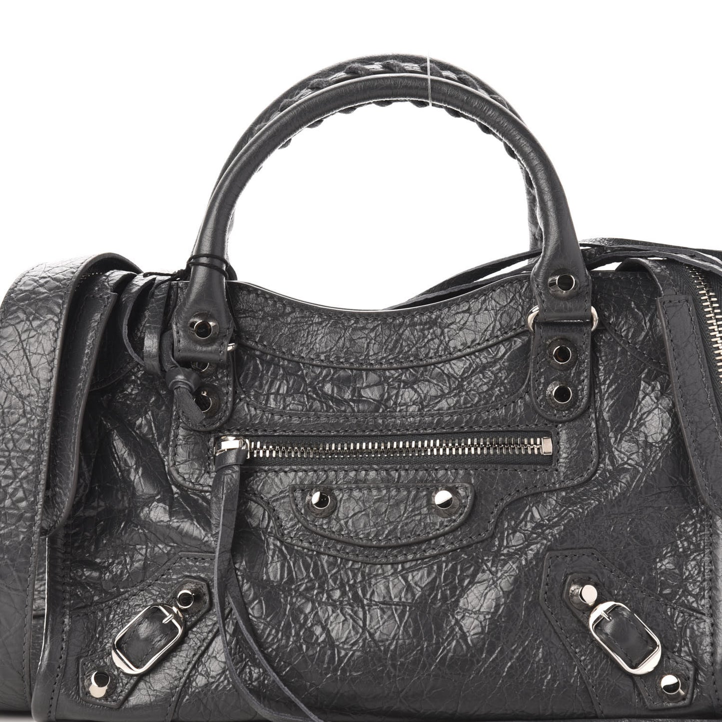 Agneau Classic Silver Hardware Mini City Gris Fossile