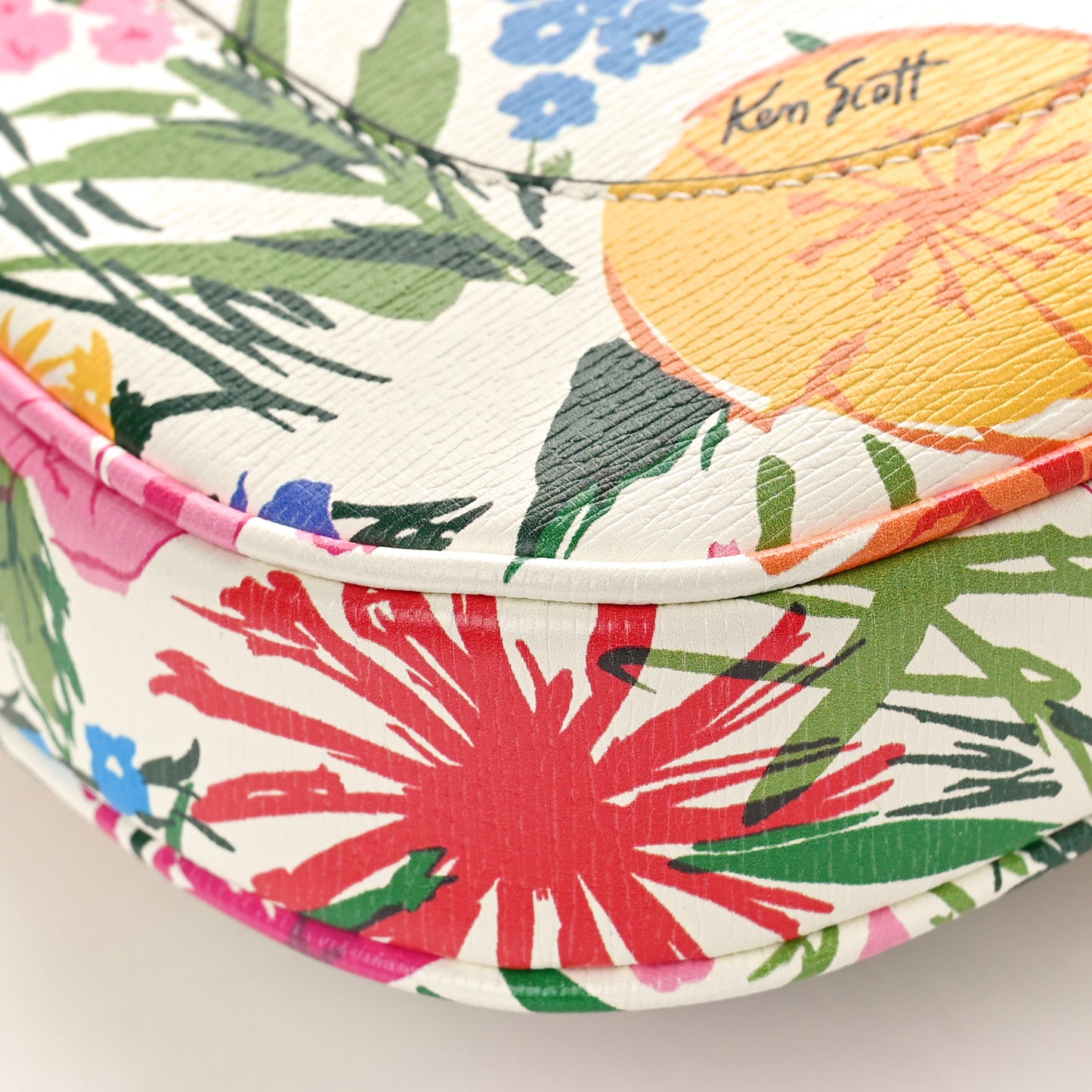 X KEN SCOTT New Shangai Calfskin Jardin D'Avril Floral Print Small Jackie 1961 Hobo Ivory Pink