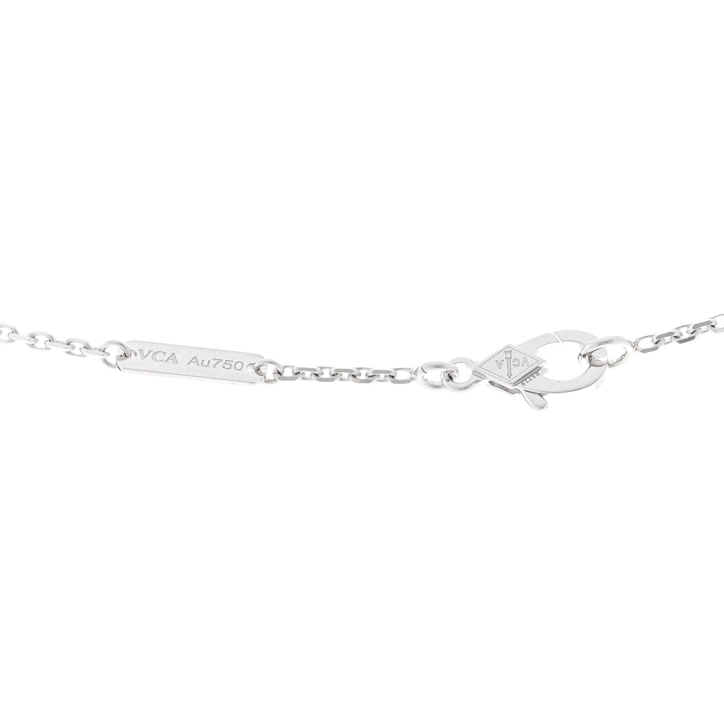 18K White Gold Chalcedony Vintage Alhambra Pendant Necklace