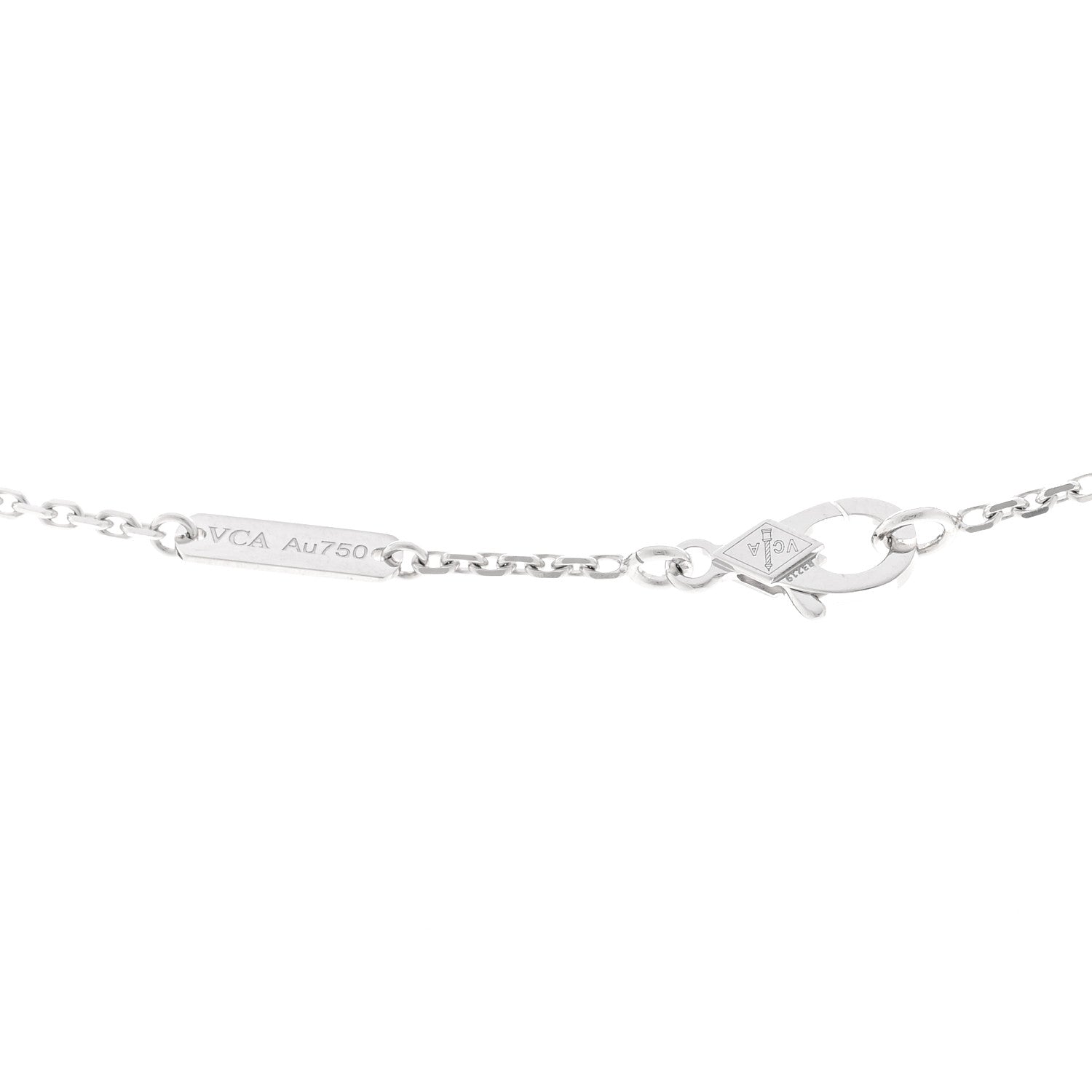 Van Cleef & Arpels 18K White Gold Chalcedony Vintage Alhambra Pendant Necklace 4 of 5