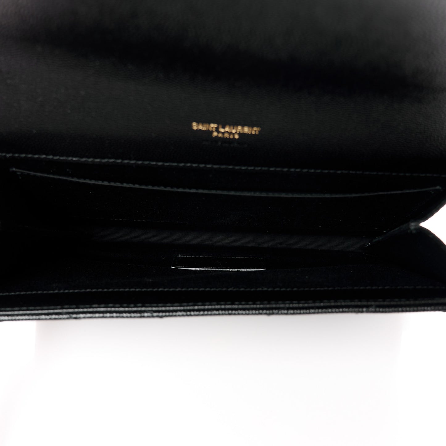 Grain De Poudre Matelasse Chevron Monogram Envelope Clutch Black