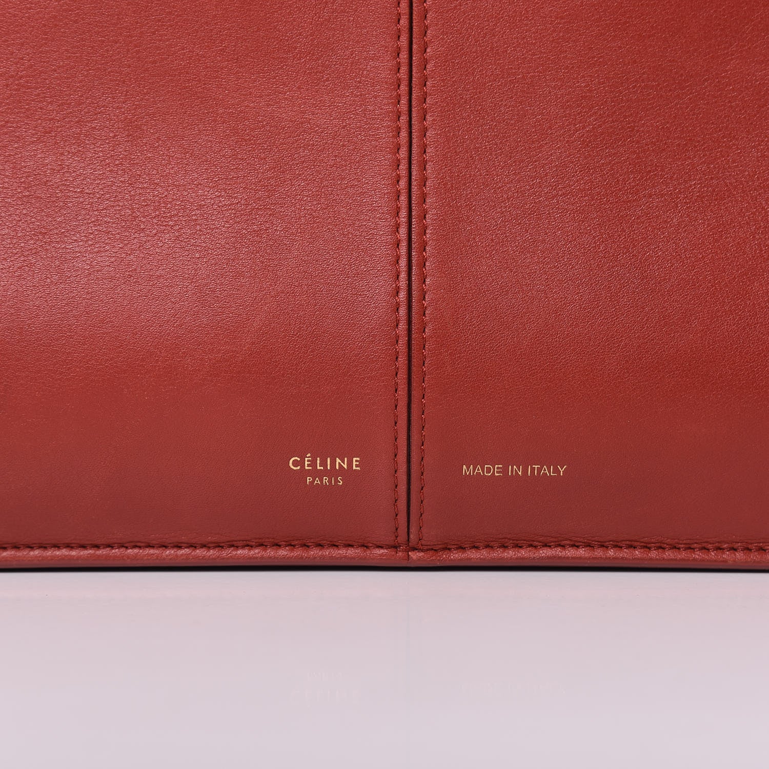 Celine Calfskin Medium Tri-Fold Bag Red Wood 9 of 11