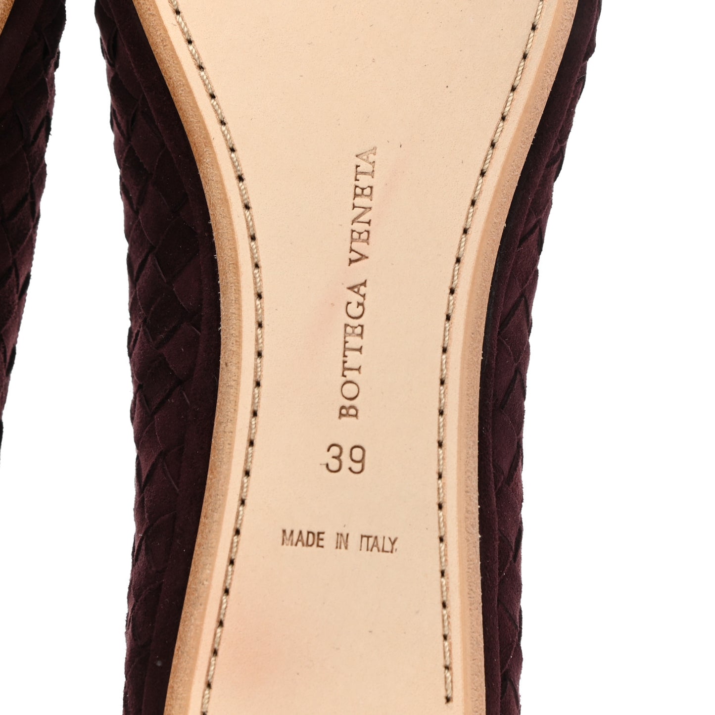 Suede Intrecciato Flats 39 Maroon