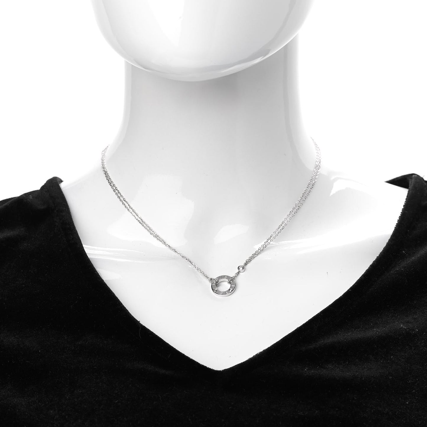 18K White Gold 2 Diamond LOVE Necklace