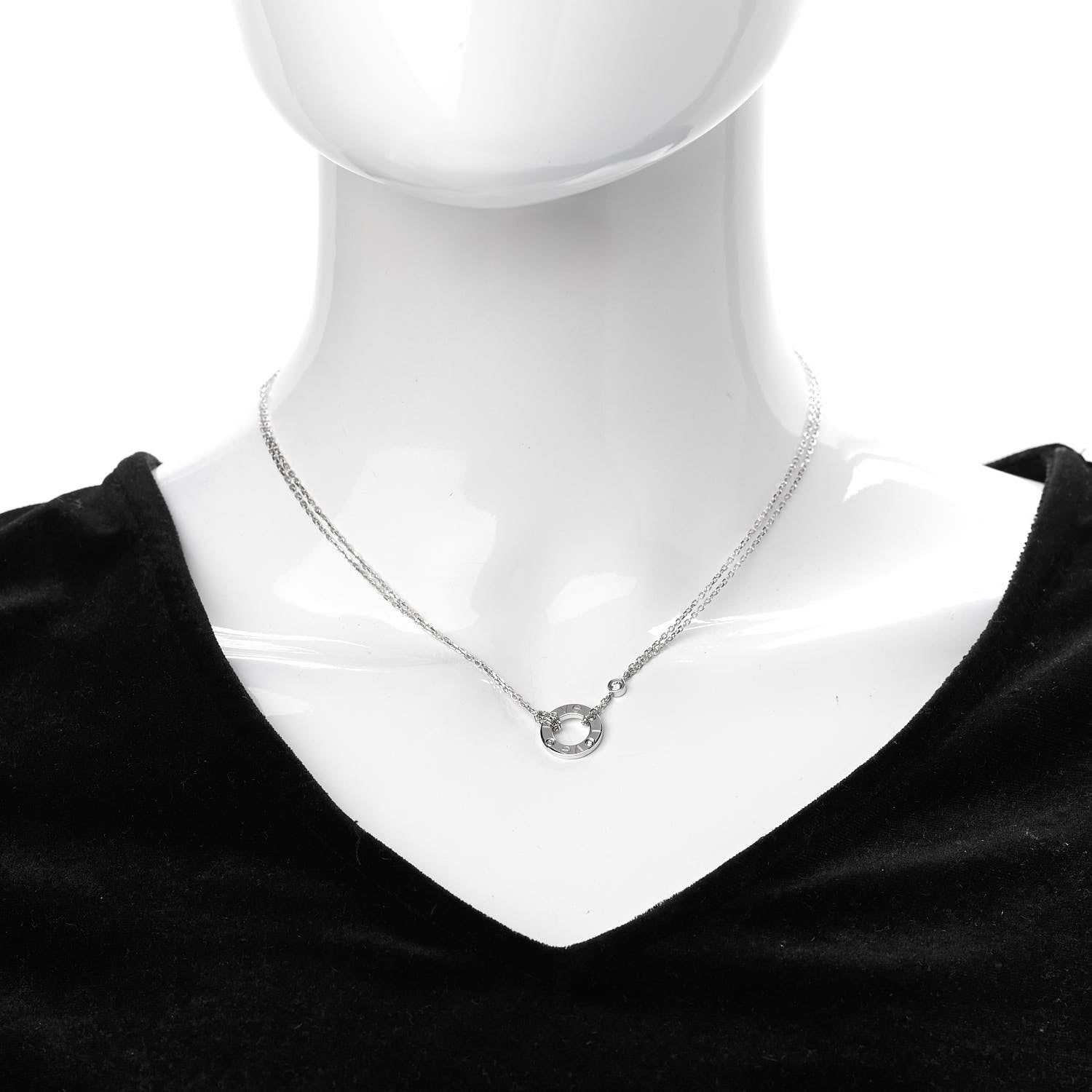Cartier 18K White Gold 2 Diamond LOVE Necklace 2 of 7