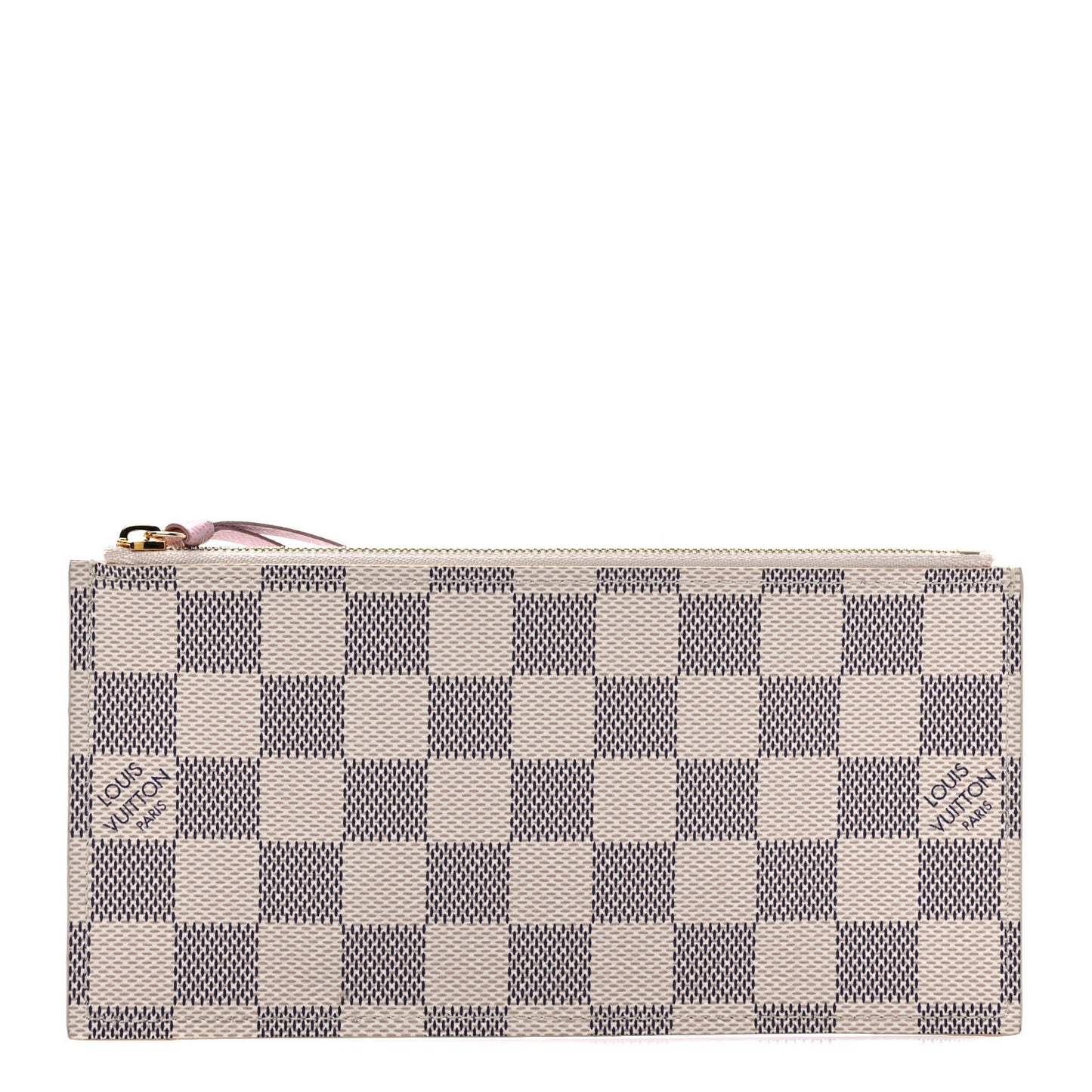 Damier Azur Felicie Chain Wallet Zippered Insert Rose Ballerine