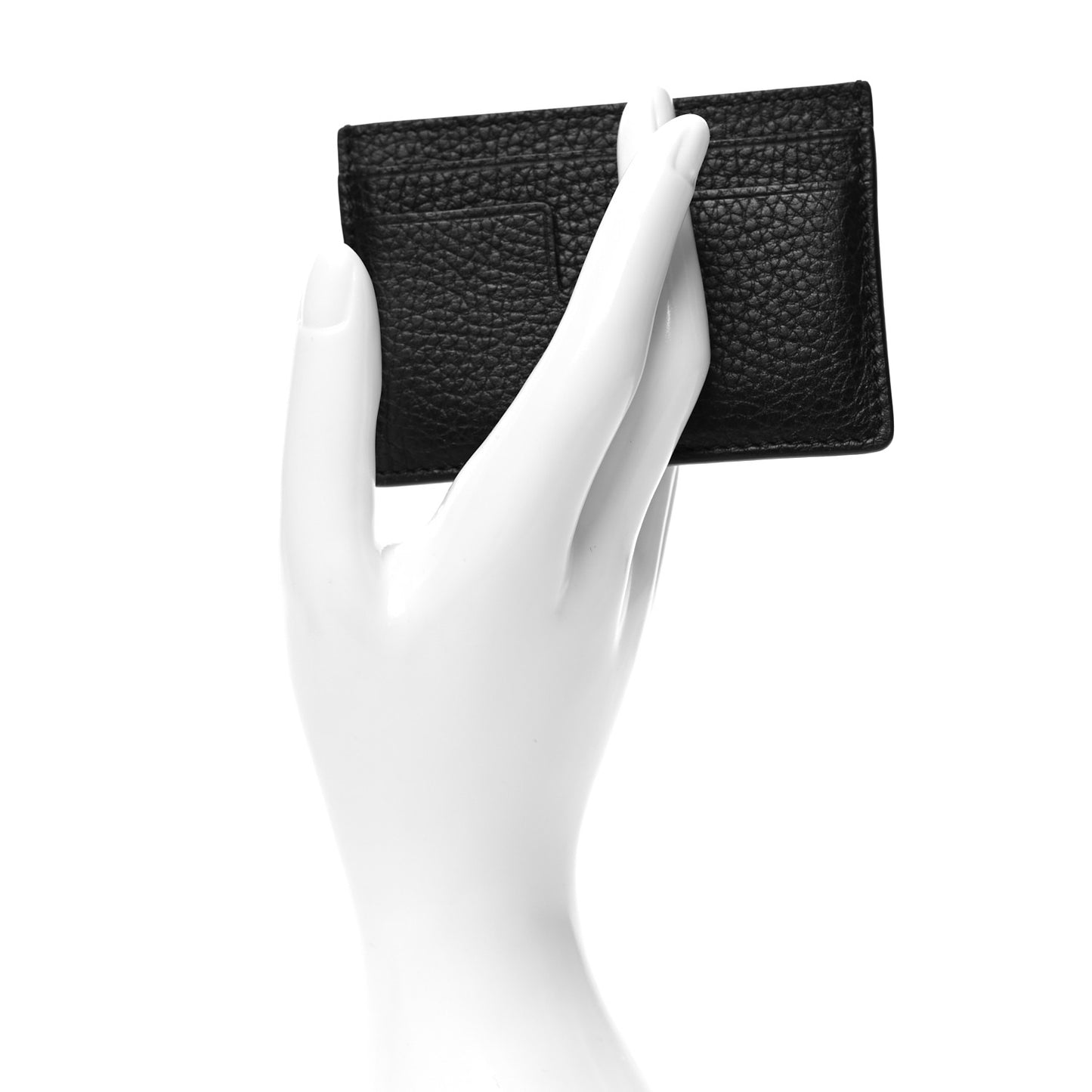 Grained Calfskin Card Holder Black
