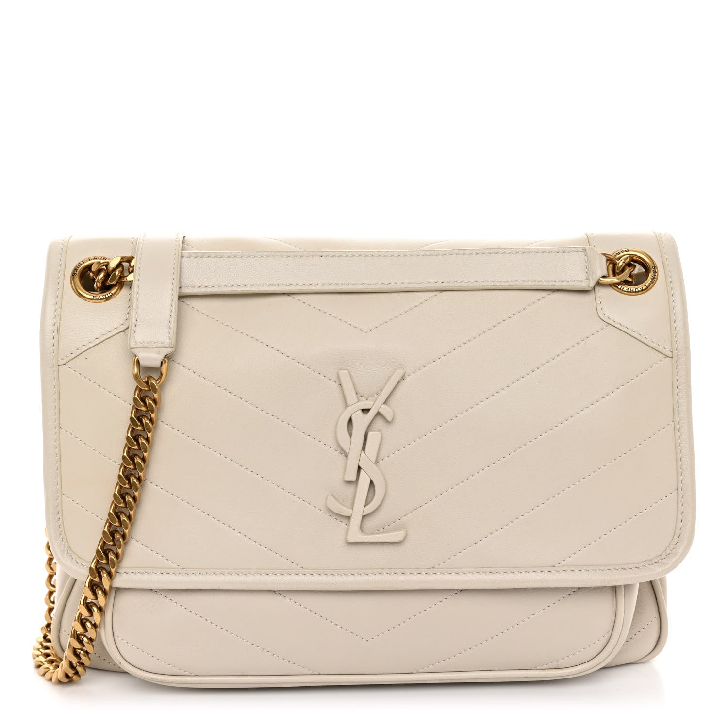 Saint Laurent Lambskin Matelasse Monogram Medium Niki Chain Satchel Crema Soft 1 of 9