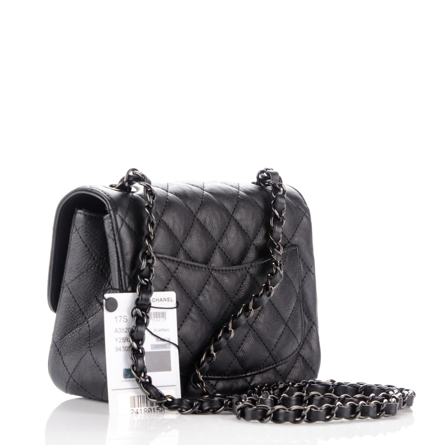 Calfskin Quilted Mini Square Flap So Black