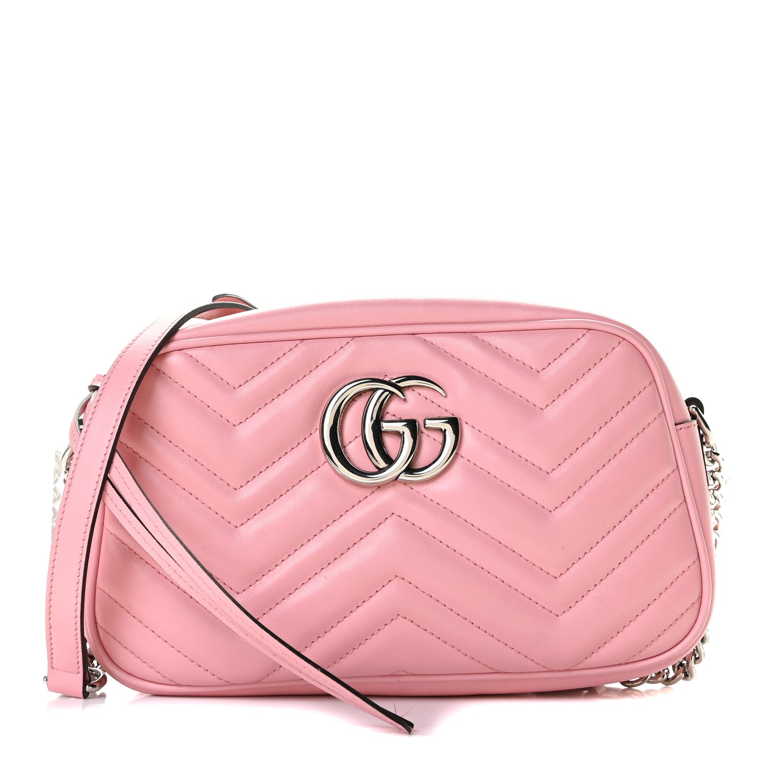 Gucci Calfskin Matelasse Small GG Marmont Chain Shoulder Bag Wild Rose 1 of 13
