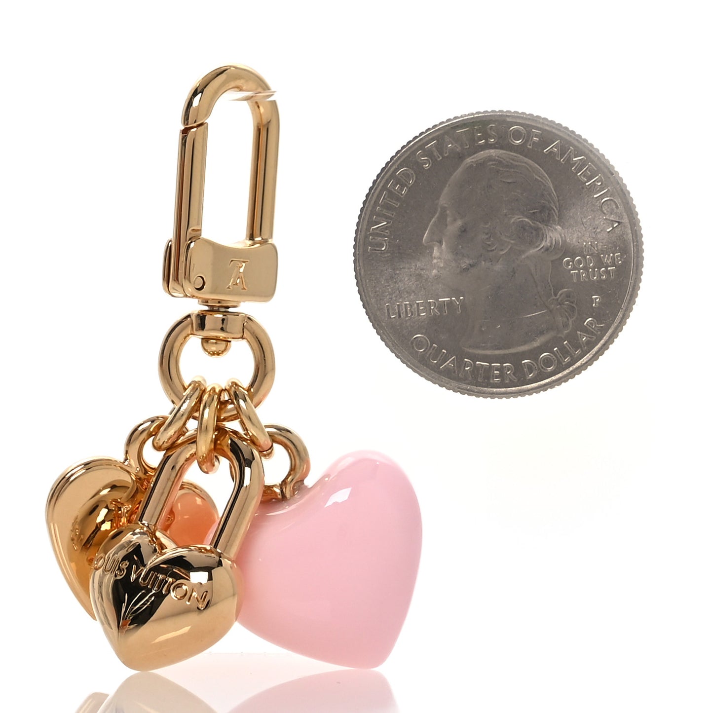 Micro Charms LV Heart Bag Charm Key Holder Gold