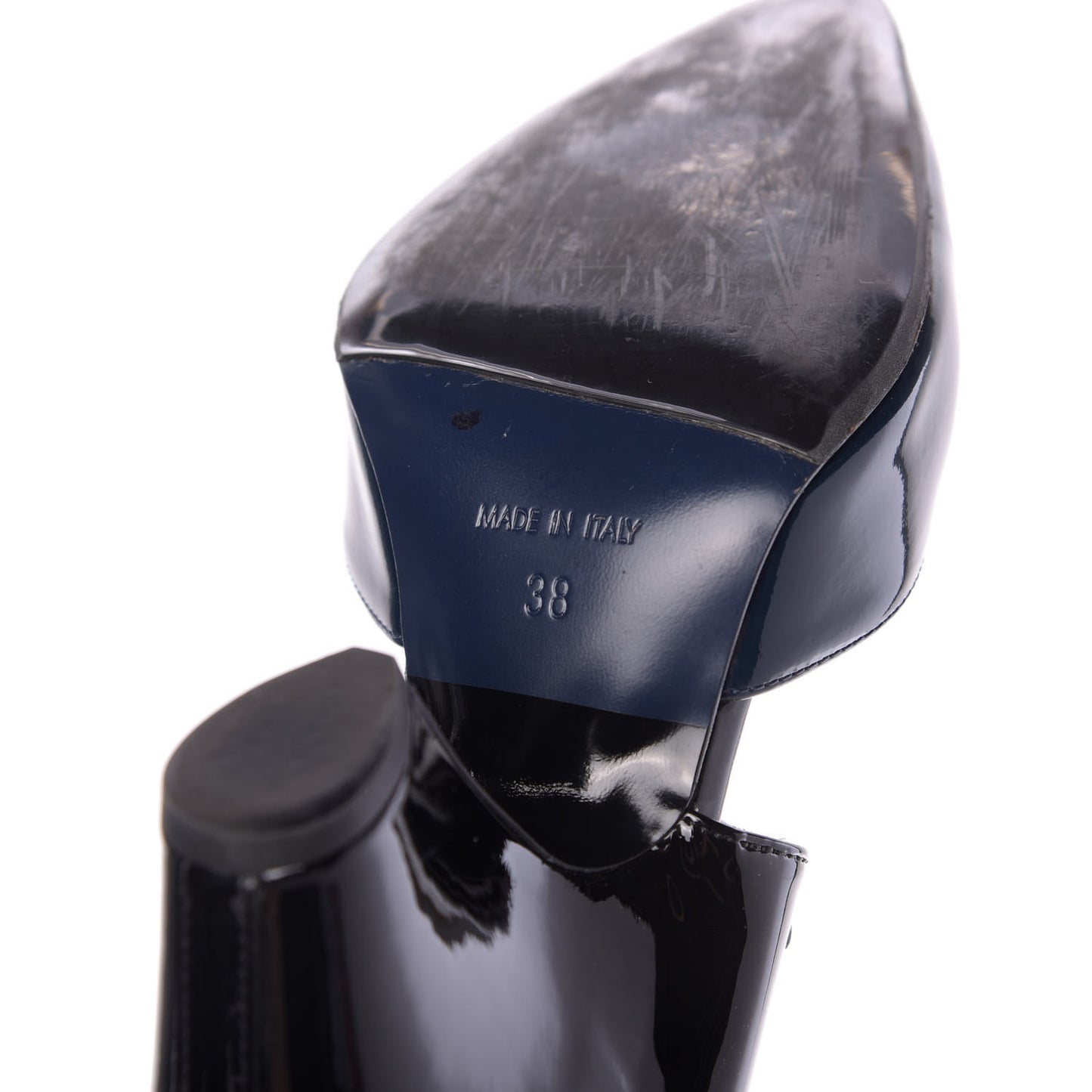 Patent Calfskin Pumps 38 Black Navy