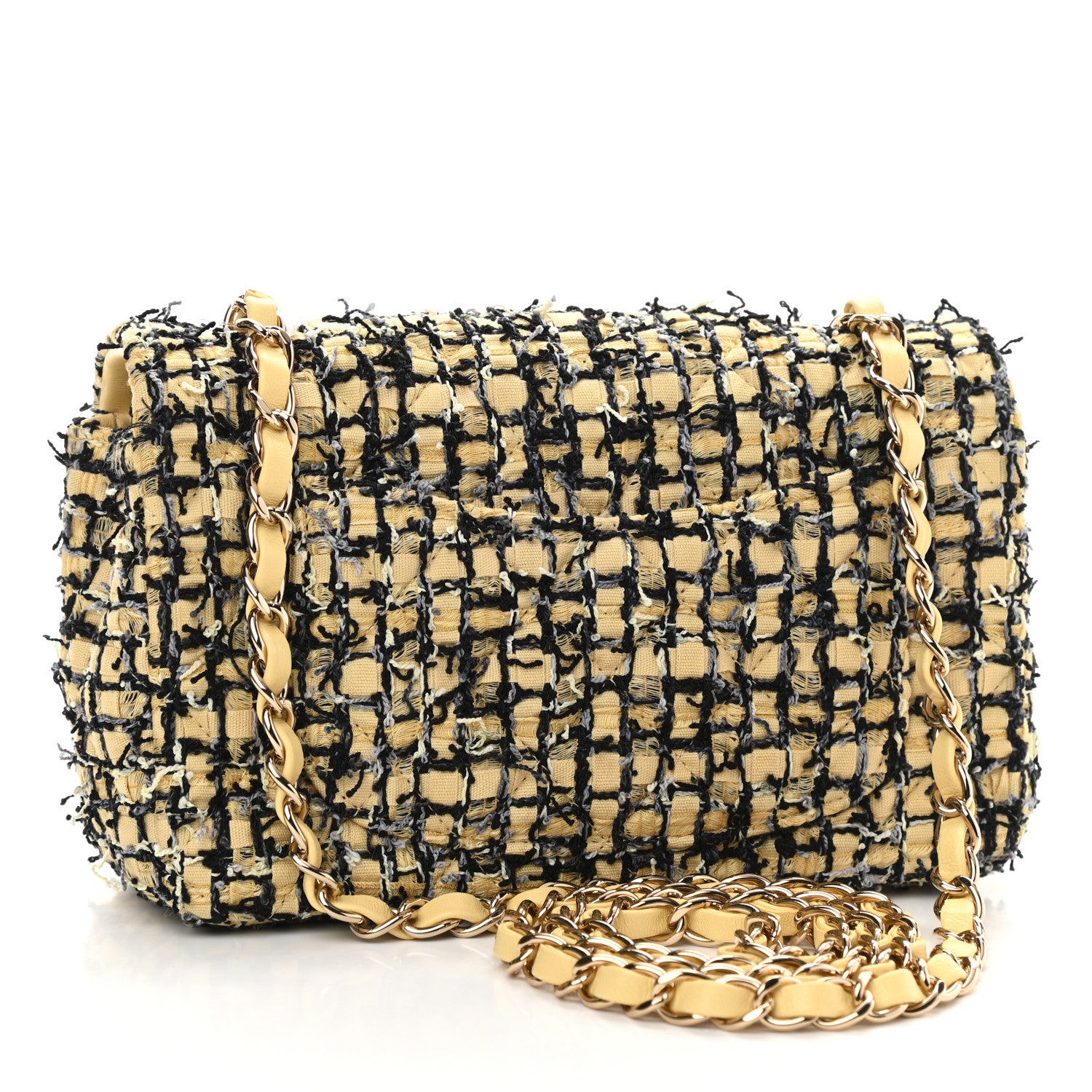 Chanel Tweed Quilted Mini Rectangular Flap Yellow Black 3 of 11