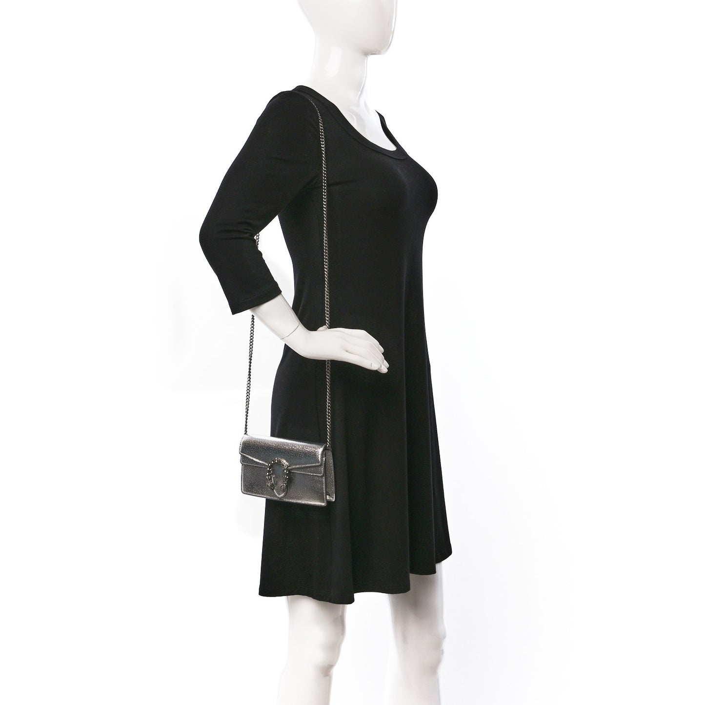 Metallic Calfskin Super Mini Dionysus Shoulder Bag Silver