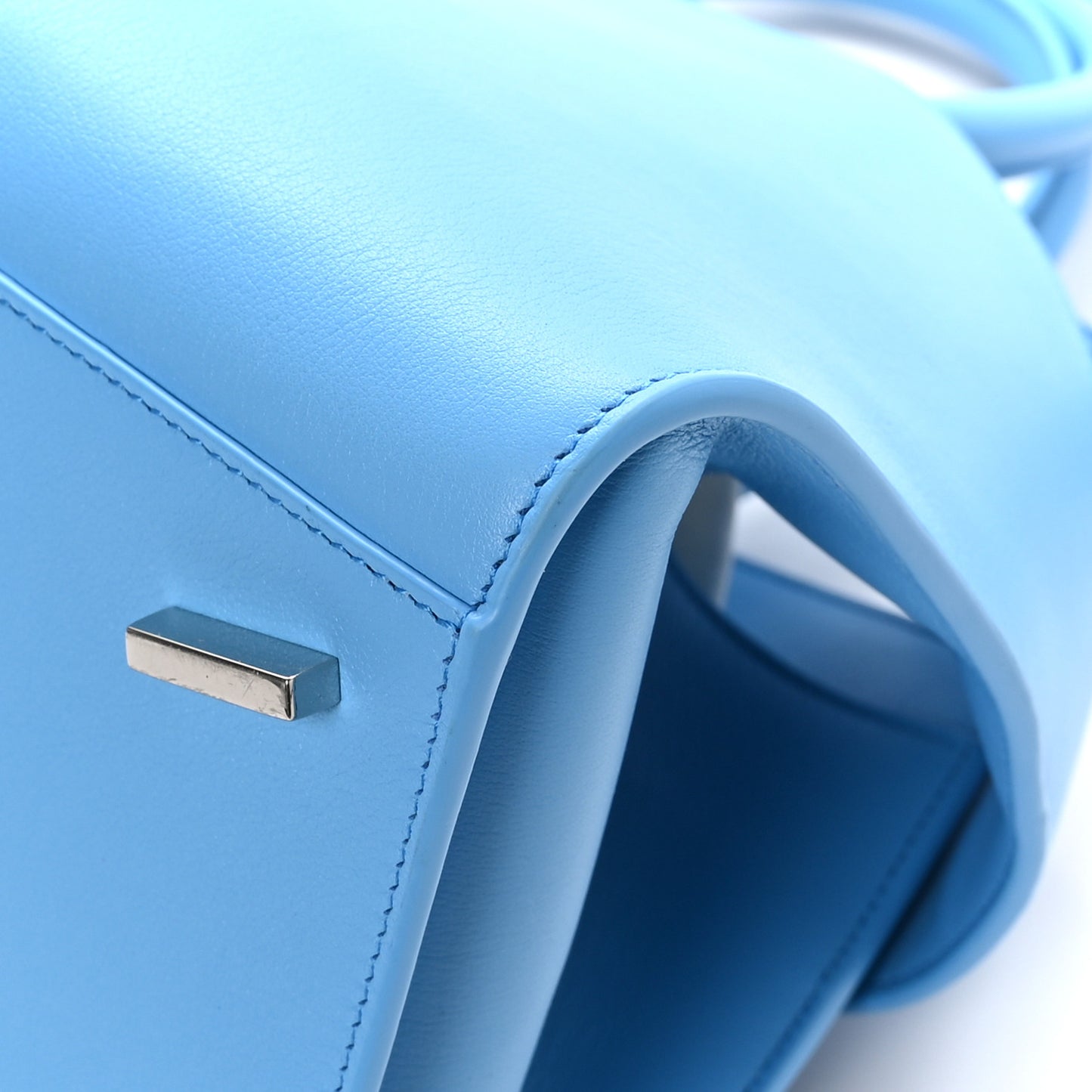 Natural Grain Calfskin Small Hug Bag Light Blue