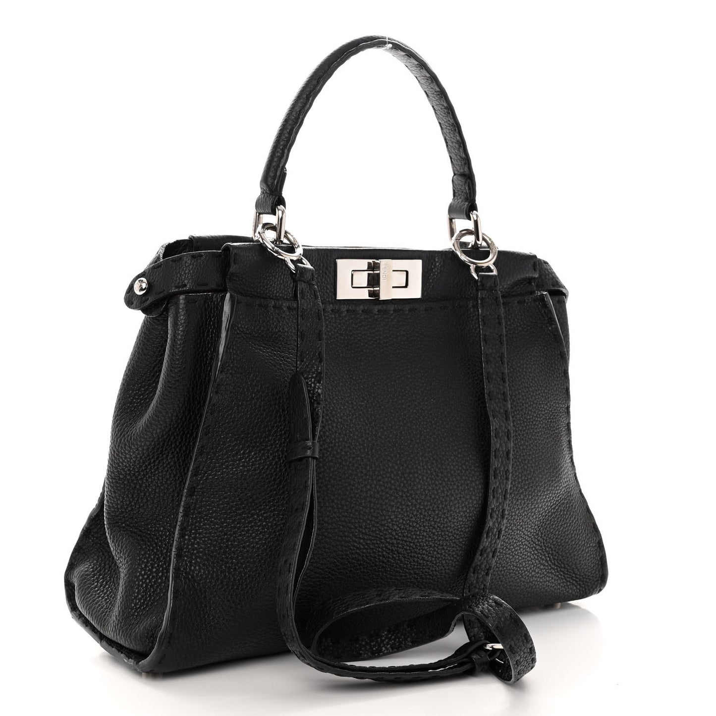 Cuoio Romano Selleria Bi-Color Medium Peekaboo Iconic Satchel Black Mou