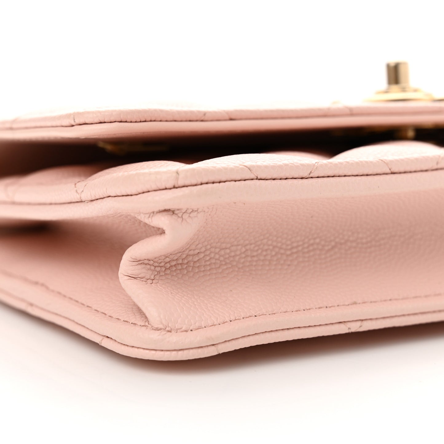 Caviar Quilted Camellia Wallet On Chain WOC Light Pink
