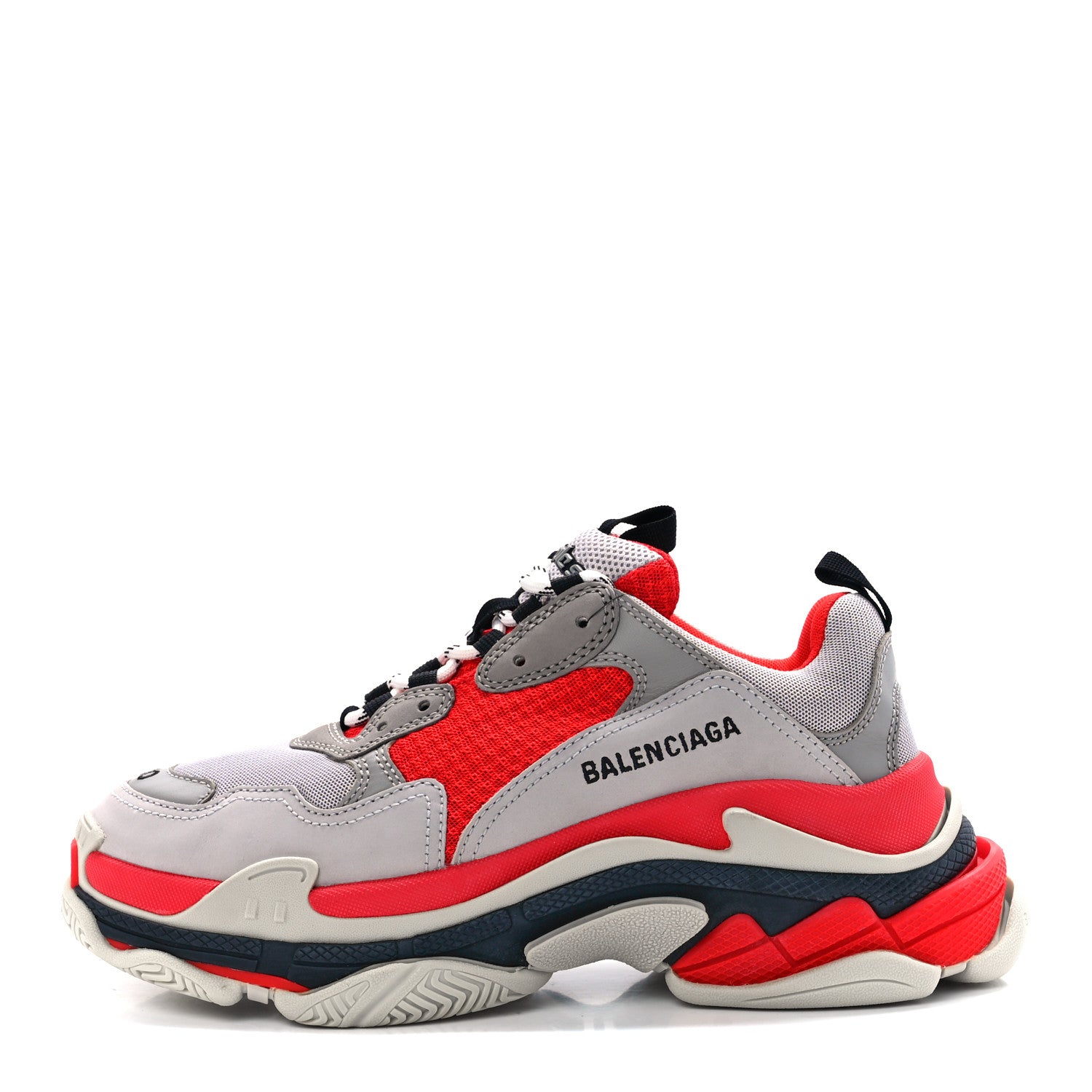 Balenciaga Fabric Mesh Womens Triple S Sneakers 40 Red Grey White 1 of 9