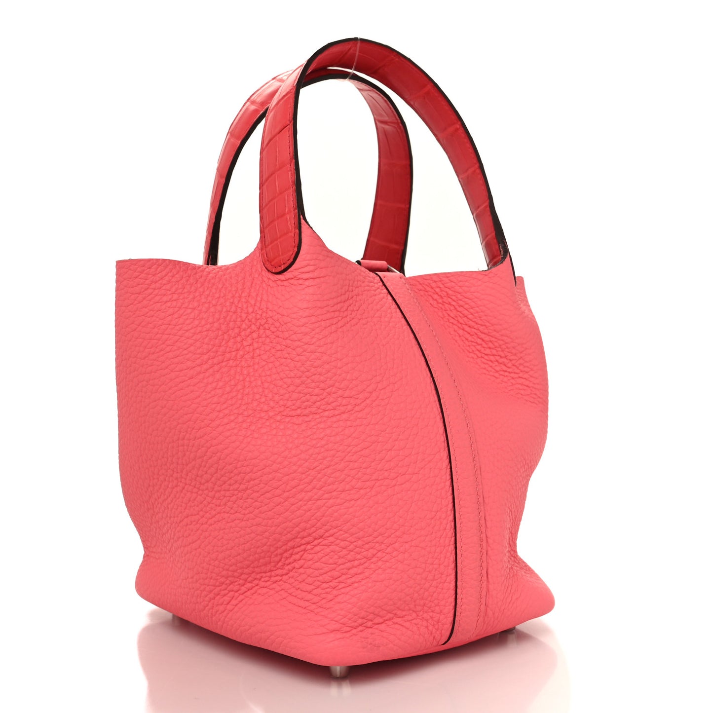 Taurillon Clemence Matte Alligator Picotin Lock Touch 18 PM Rose Azalee Bougainvillier