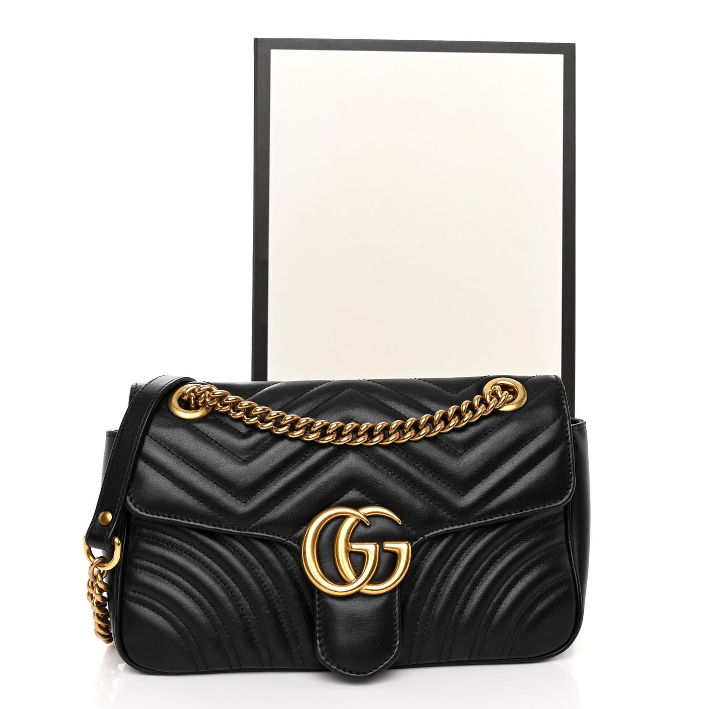 Calfskin Matelasse Small GG Marmont Shoulder Bag Black