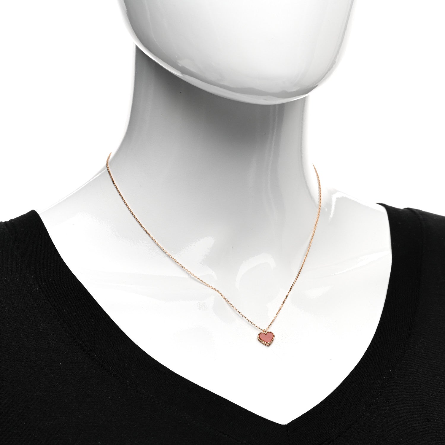 Van Cleef & Arpels 18k Rose Gold Carnelian Sweet Alhambra Heart Pendant Necklace 2 of 6
