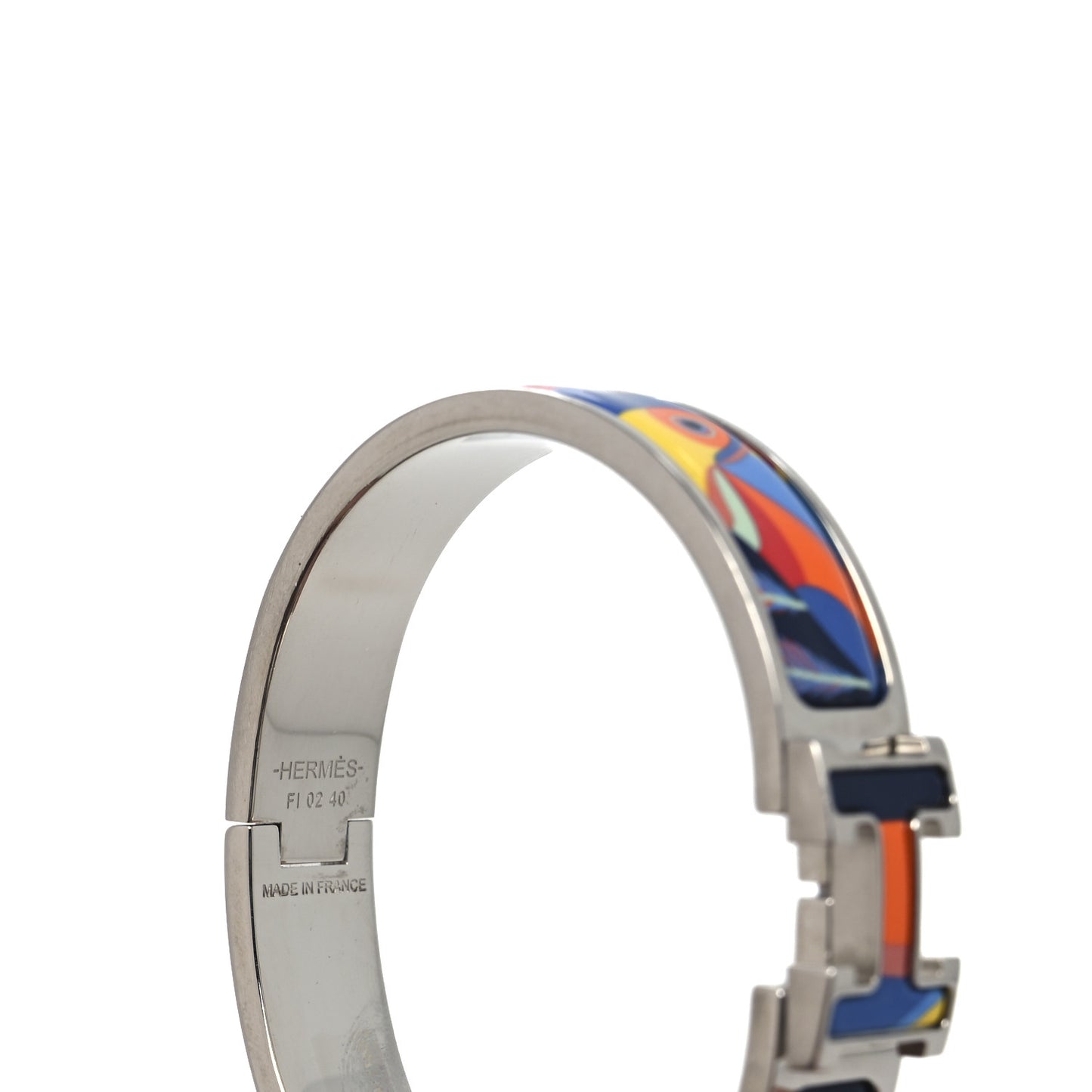 Enamel Narrow Toucans De Paradis Print H Lift Clic Clac H Bracelet PM Indigo Multicolor