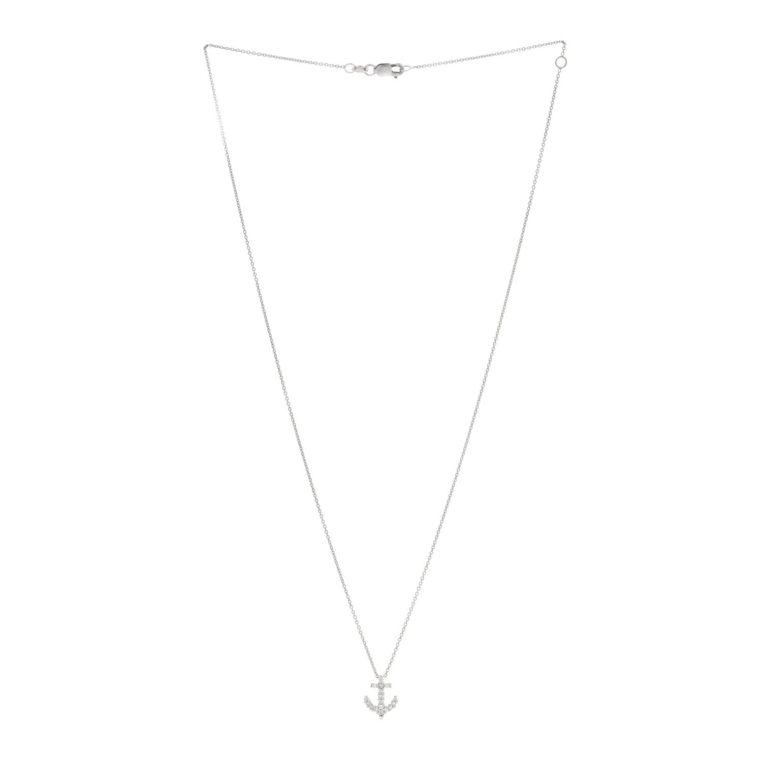 Roberto Coin 18K White Gold Diamond Tiny Treasures Anchor Pendant Necklace 2 of 4