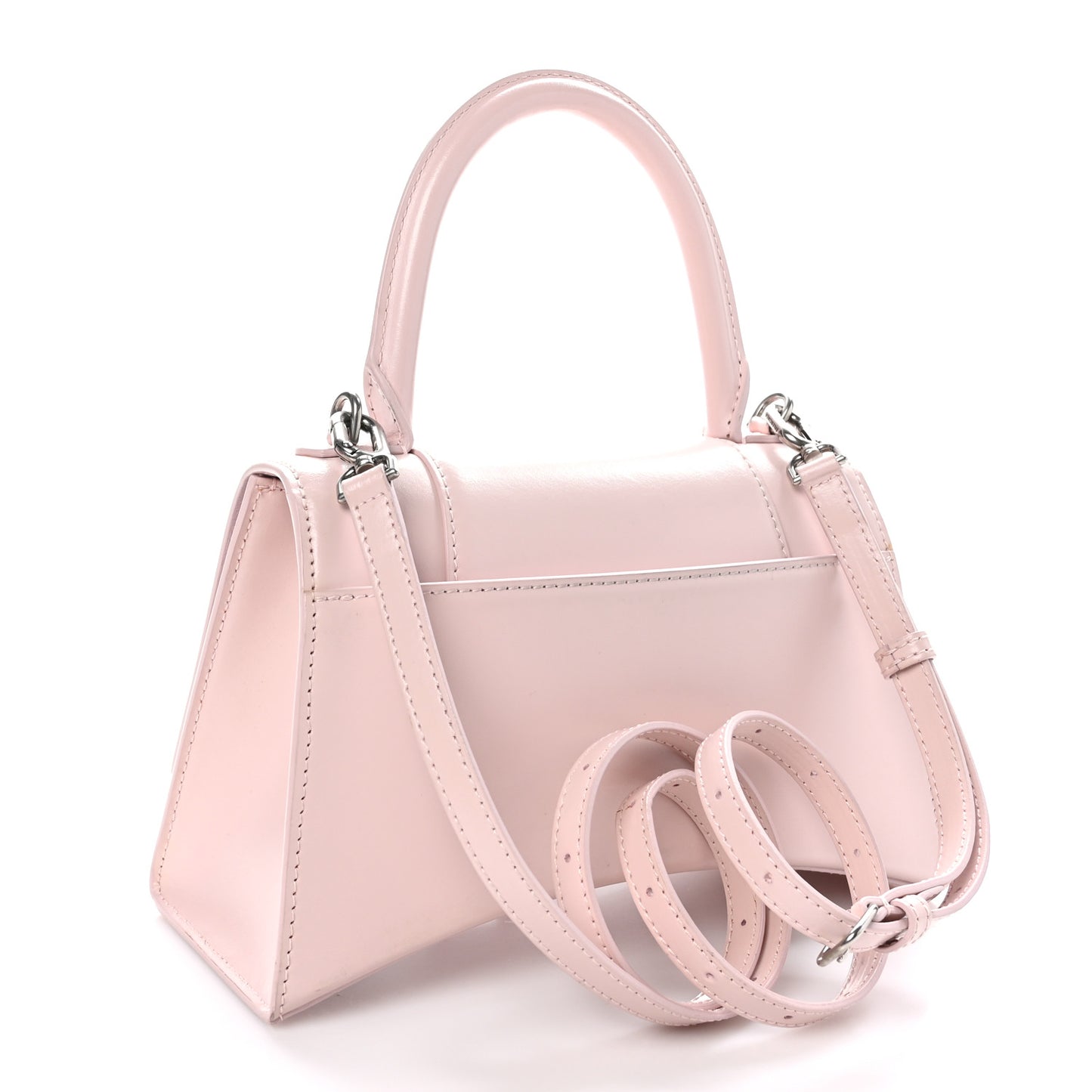 Shiny Box Calfskin Small Hourglass Top Handle Bag Light Rose