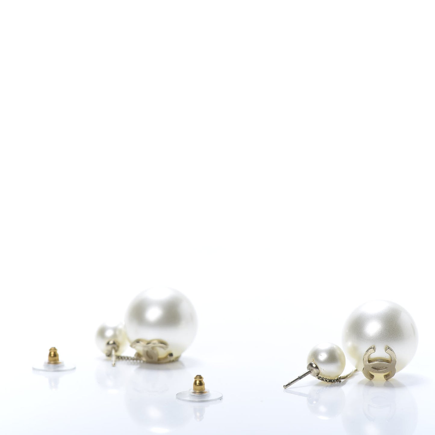 Pearl CC Chain Drop Earrings Gold