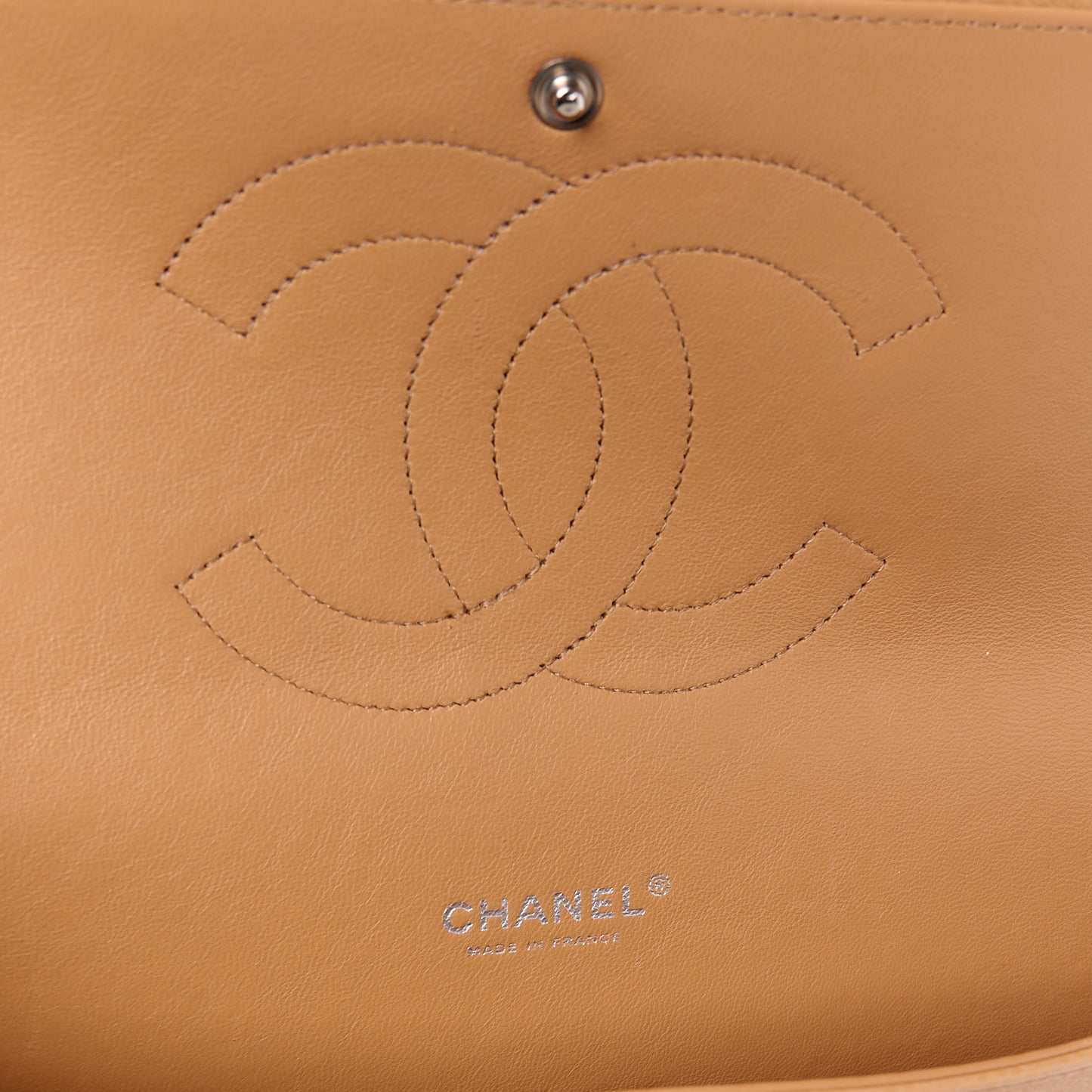 Caviar Quilted Maxi Double Flap Dark Beige
