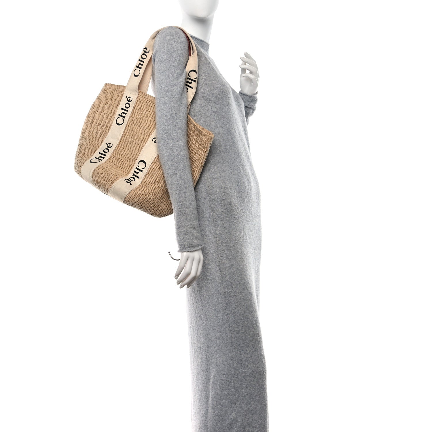 Chloe Raffia Large Woody Basket Bag White 2 of 11