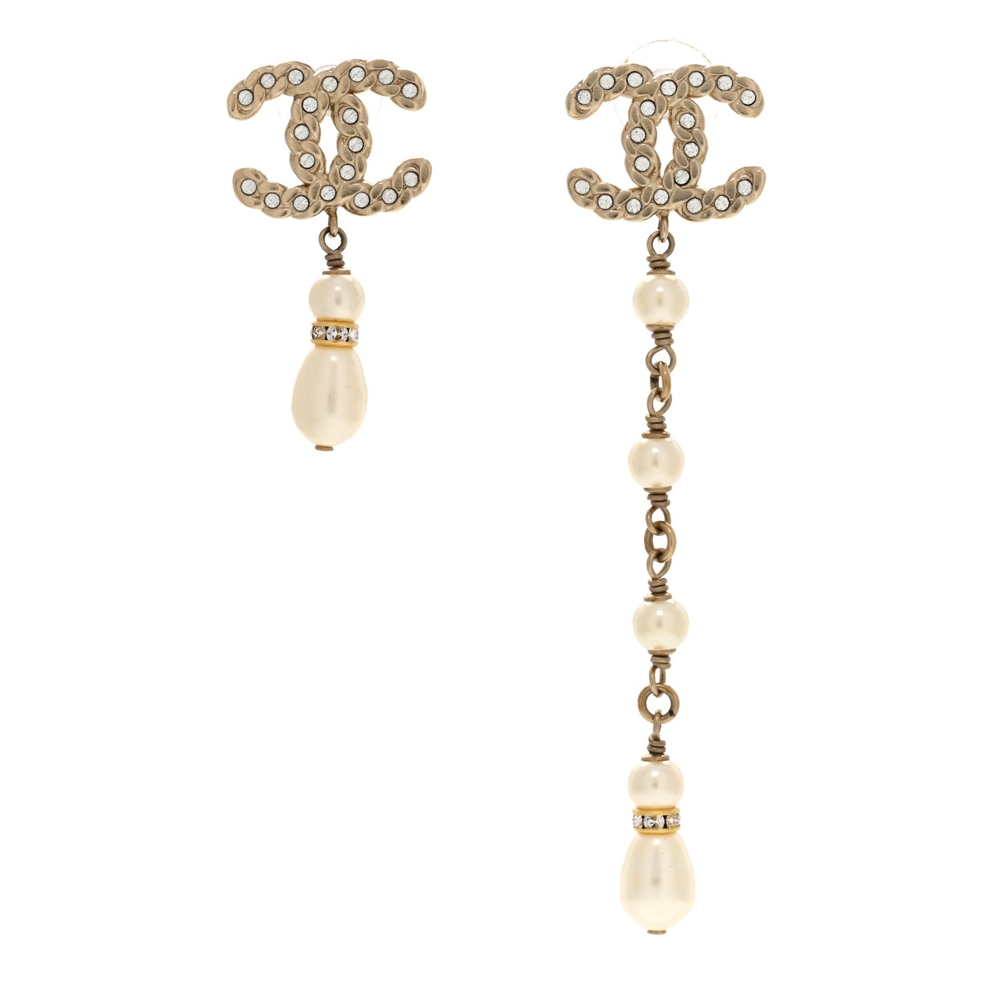 Crystal Pearl Pearls Coronation Uneven Earrings Gold