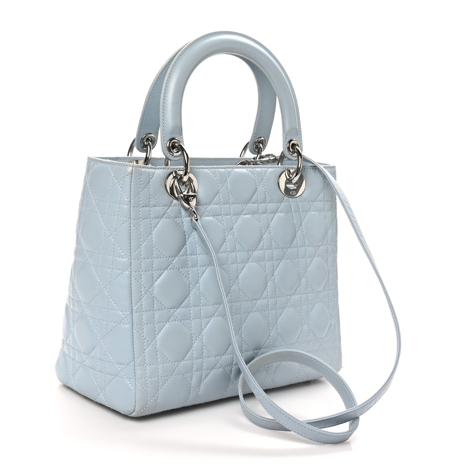Christian Dior Lambskin Cannage Medium Lady Dior Light Blue 3 of 12