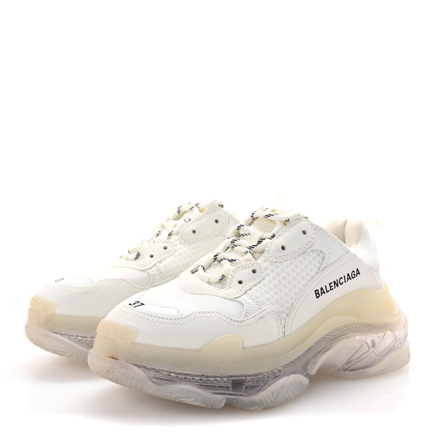 Balenciaga Fabric Mesh Clear Sole Womens Triple S Sneakers 37 White 8 of 18