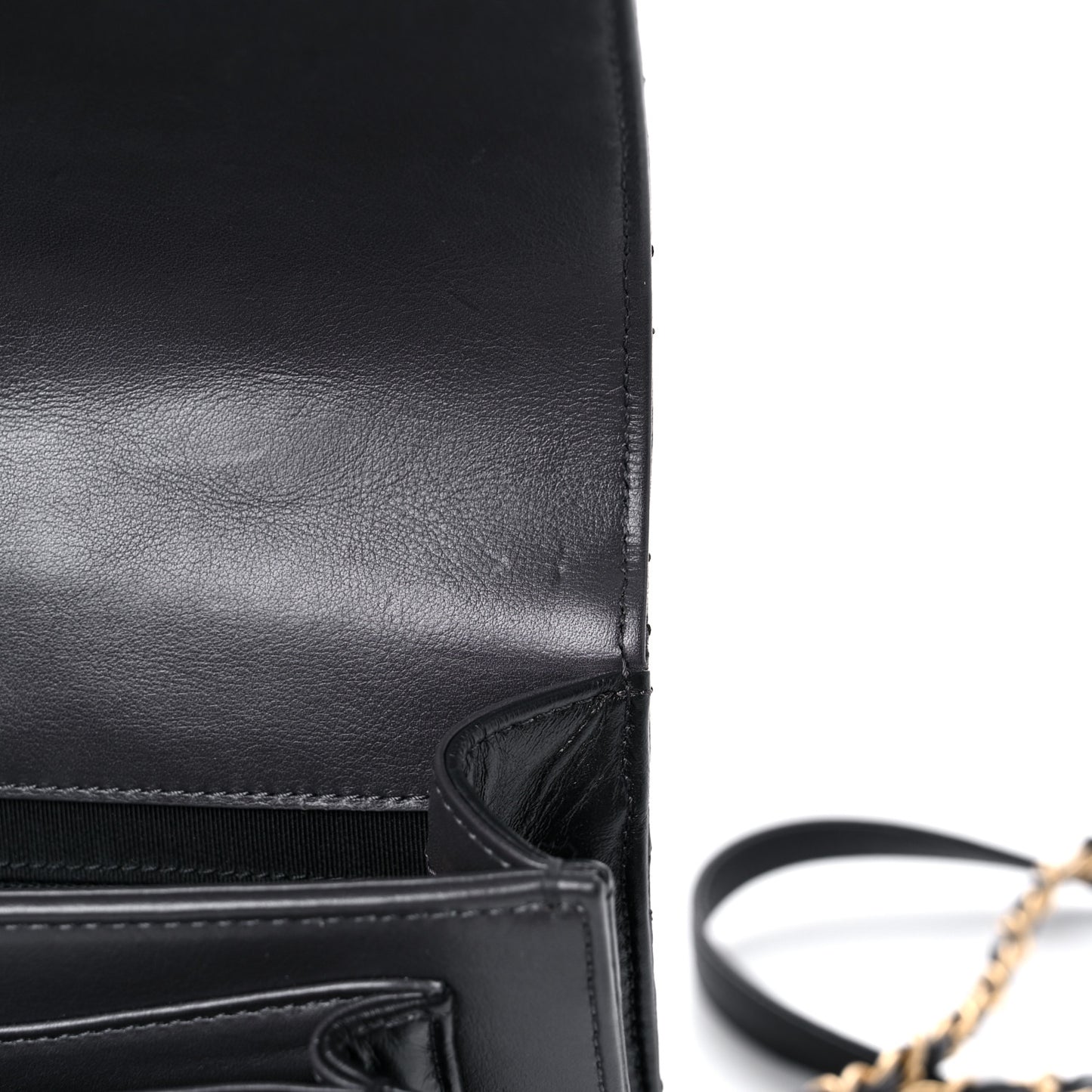 Calfskin Caviar Quilted Chain Handle Flap Black